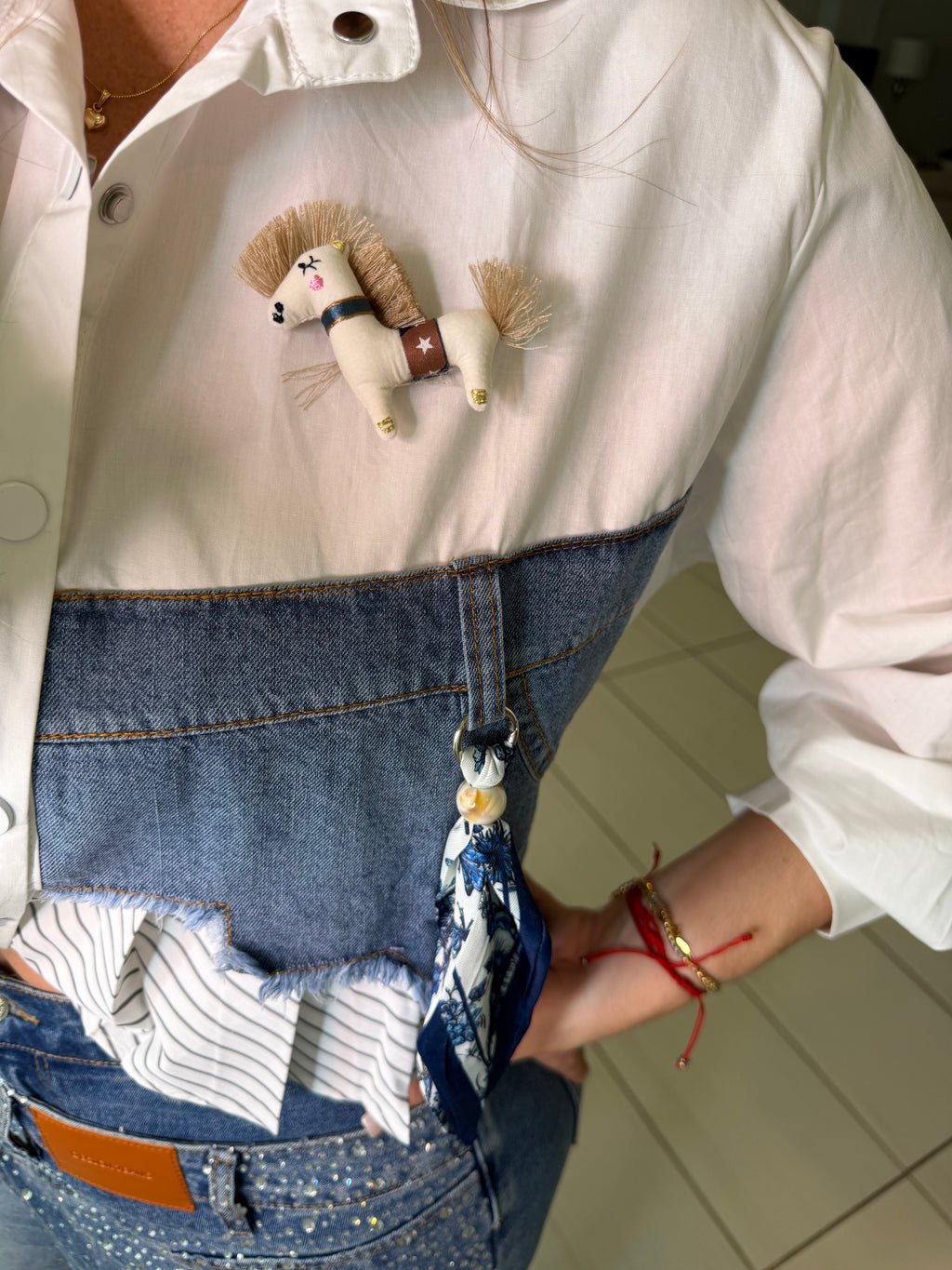 Addicted Contrast White and Denim Shirt