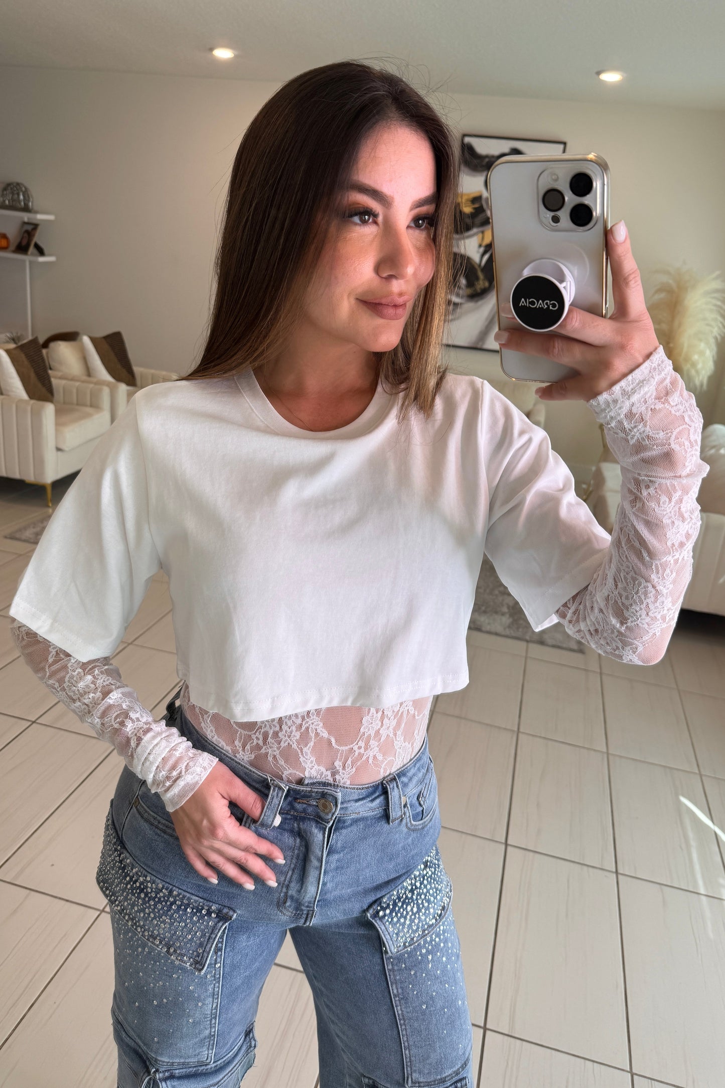 Luxe Instinct Lace White Bodysuit