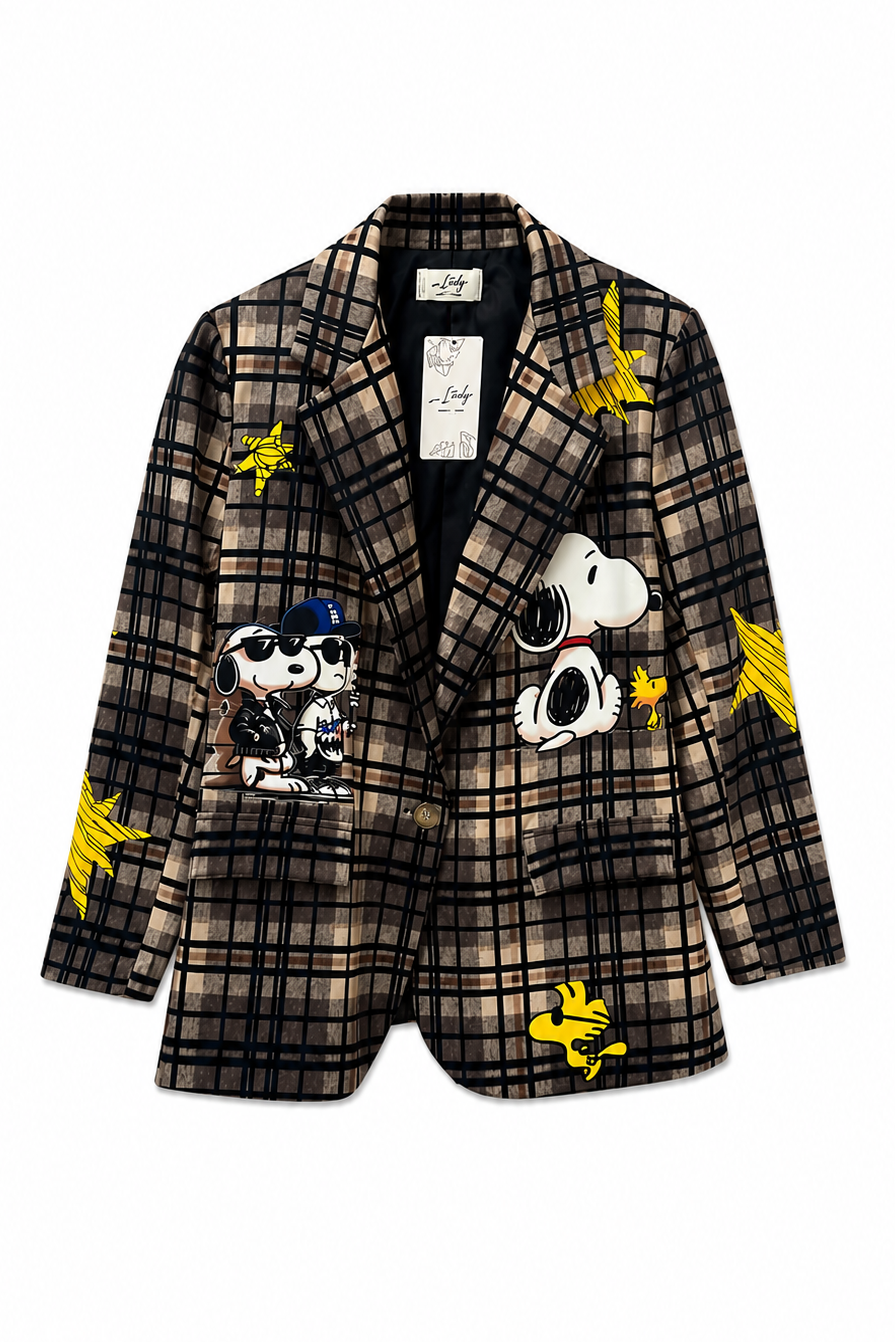 Chic Plaid Art Brown Blazer