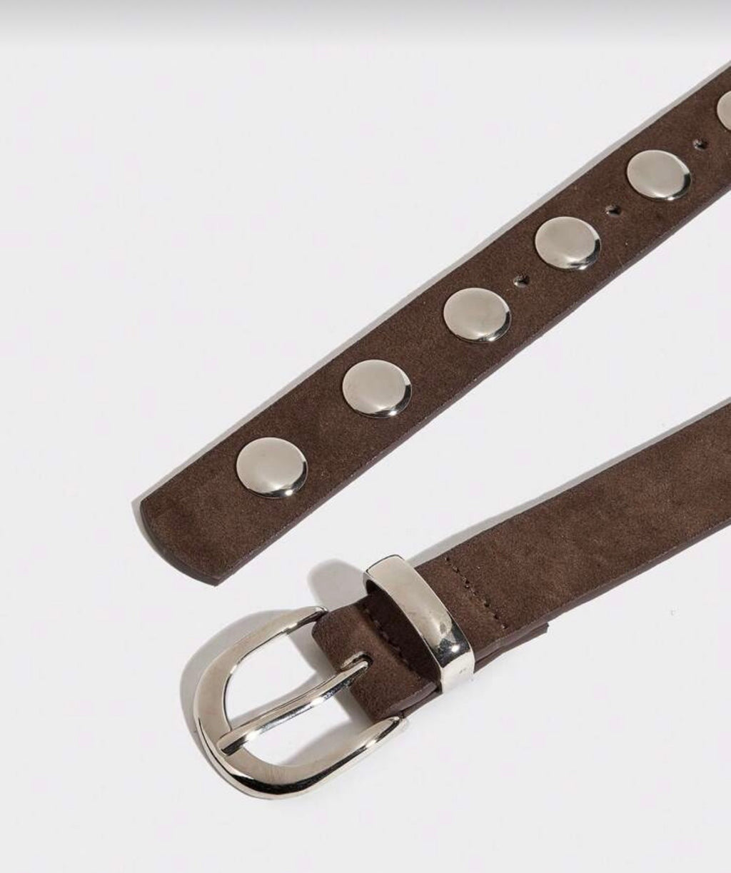 Studs Brown Velvet Belt