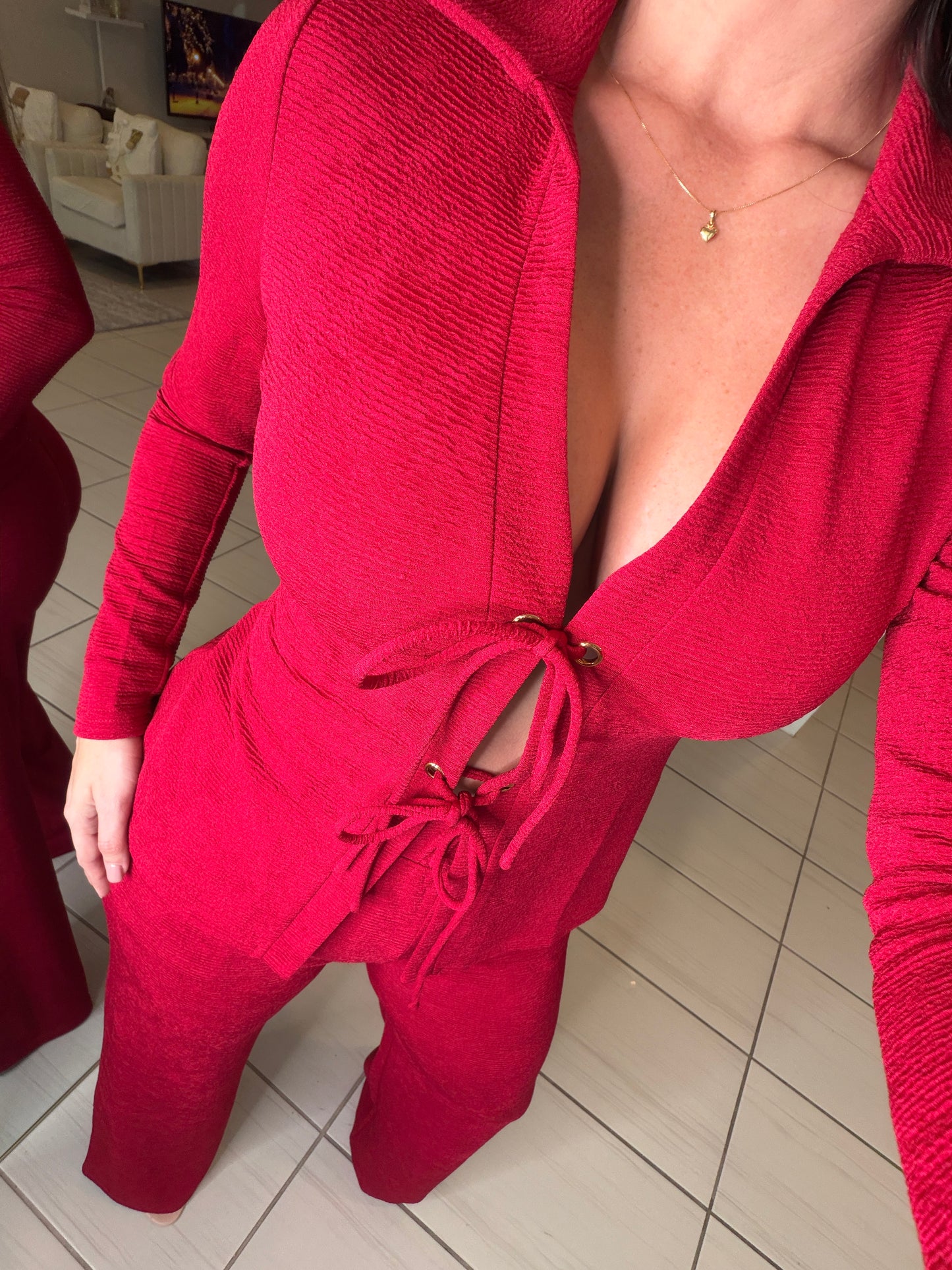 Glow Motion Red Pants Set