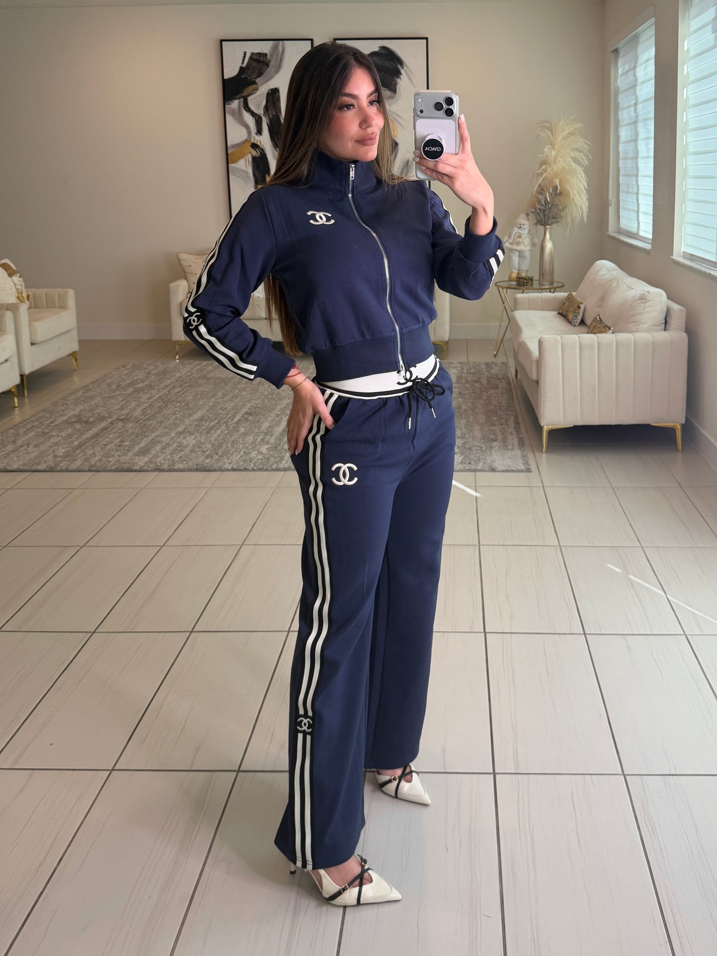 Iconic Structure Navy Blue Pant Set