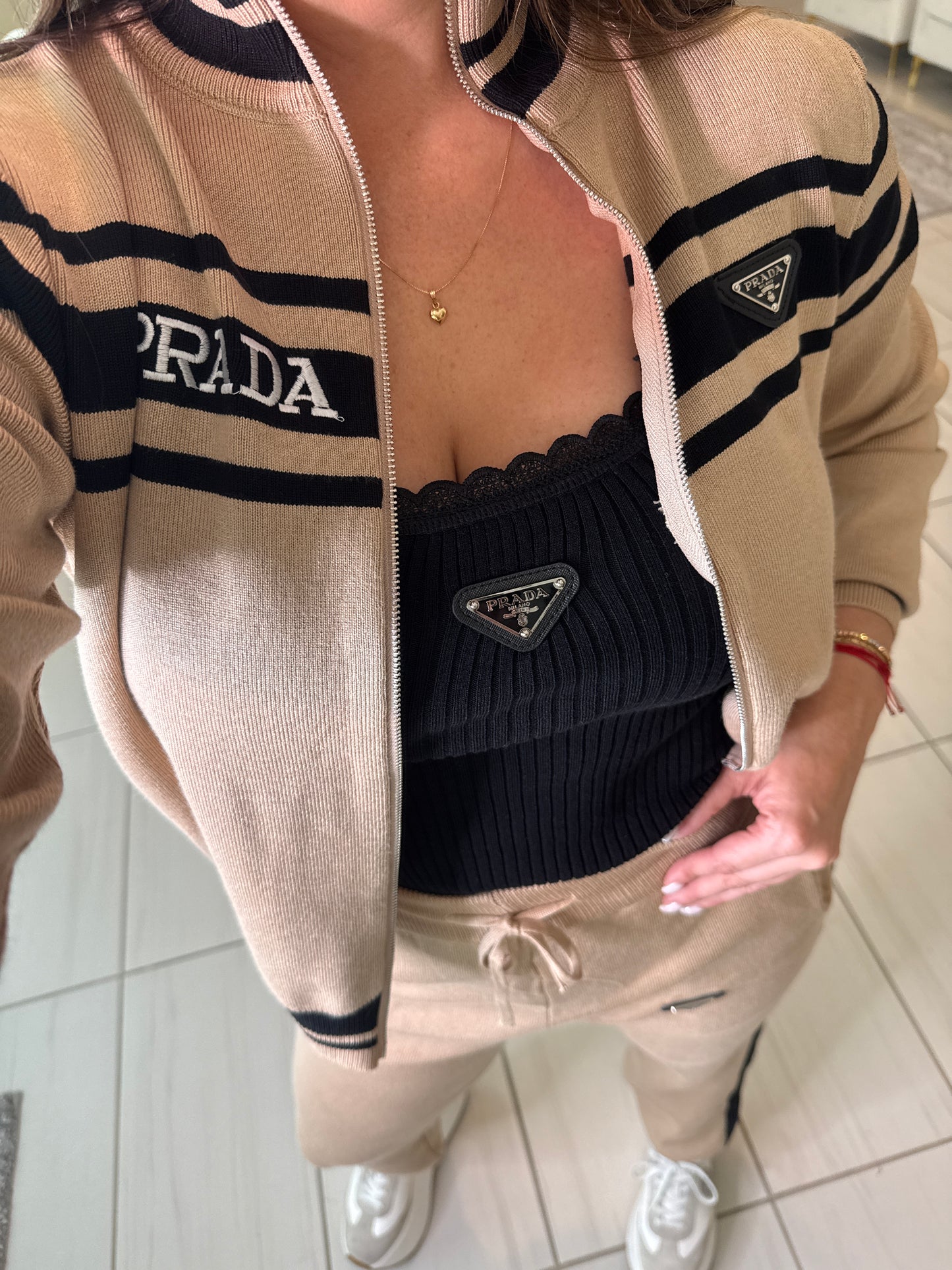 Iconic Mocha and Black Knit Pant Set