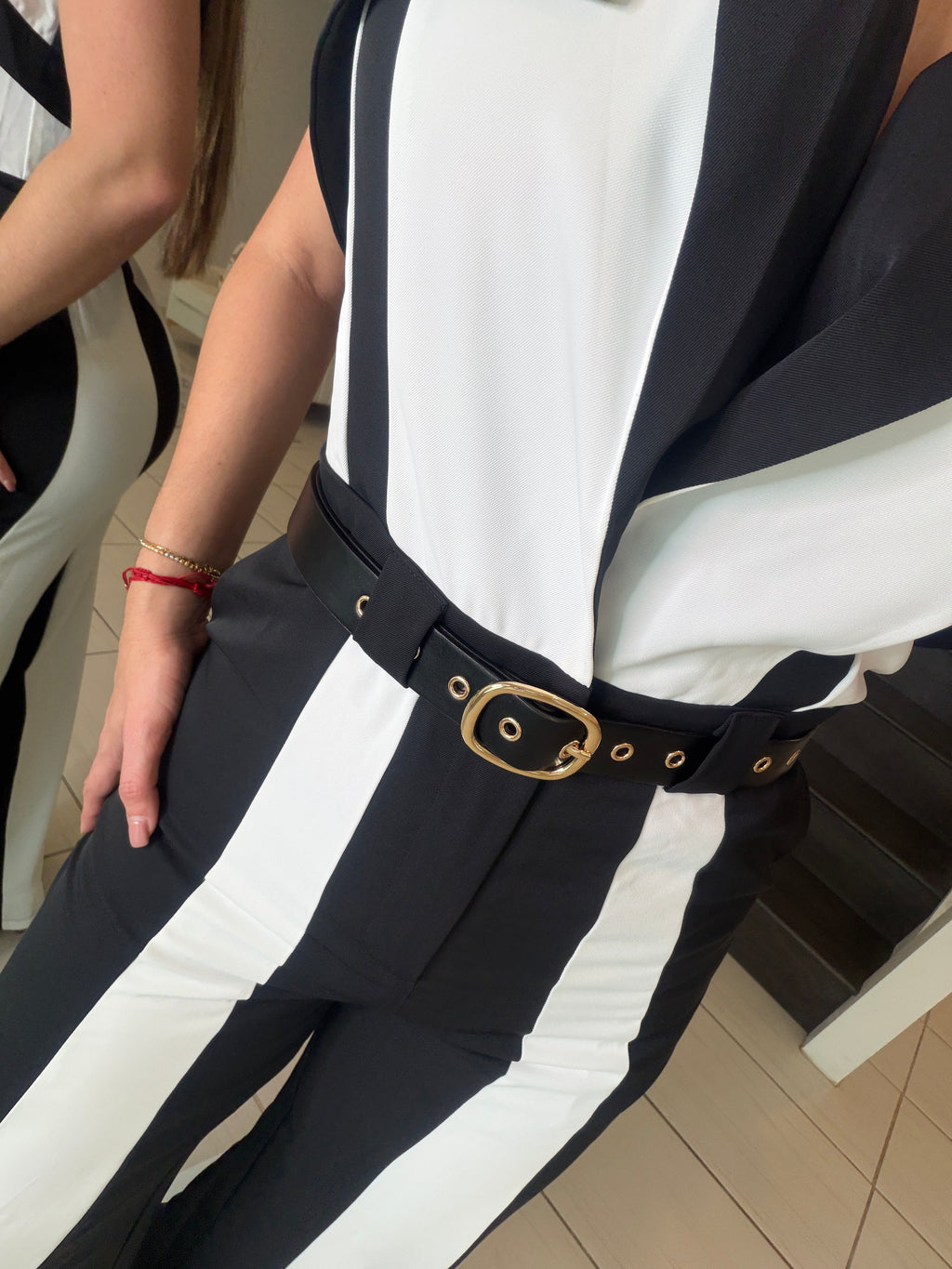 Power Lines Black and White Jumpsuit