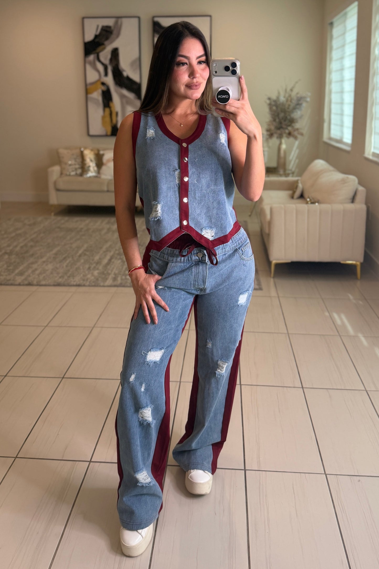 Iconic Wine and Denim Contrast Set