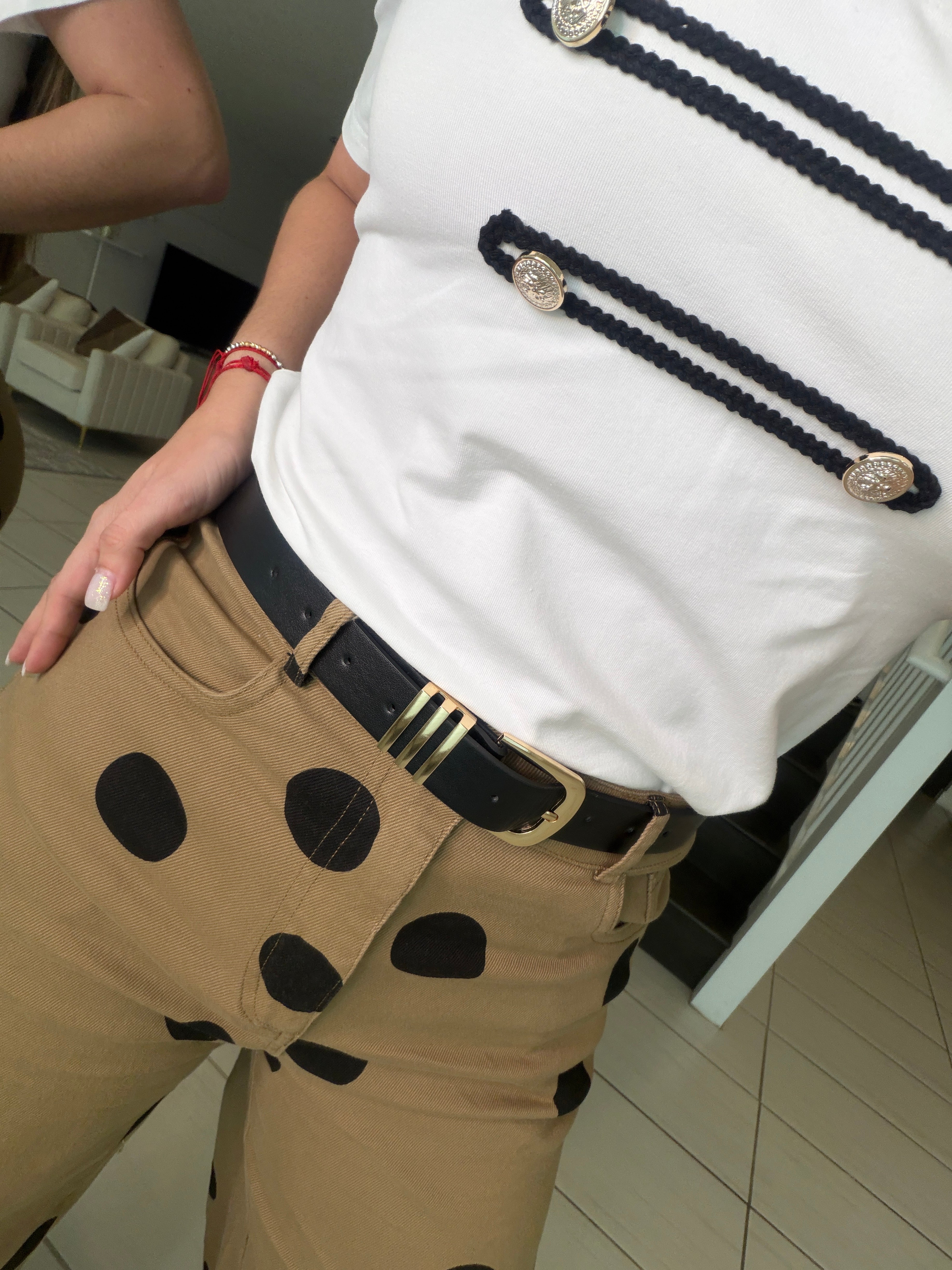 Polka Dots Mocha Barrel Pants