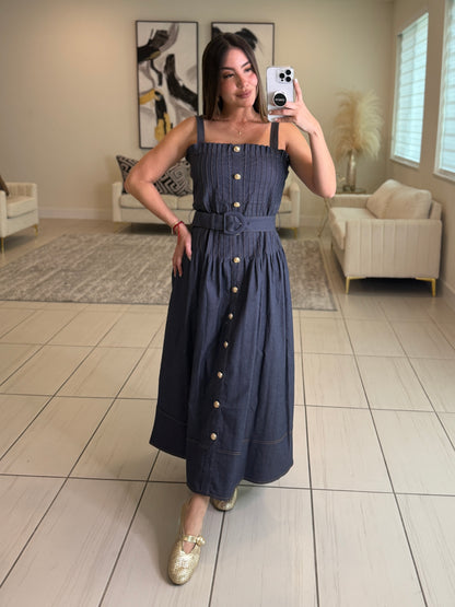 Enchanted Veil Denim Midi Dress