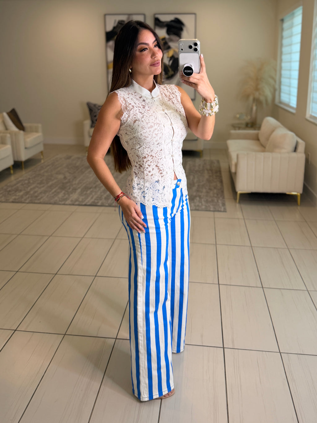 Parisian Stripe Blue Pants
