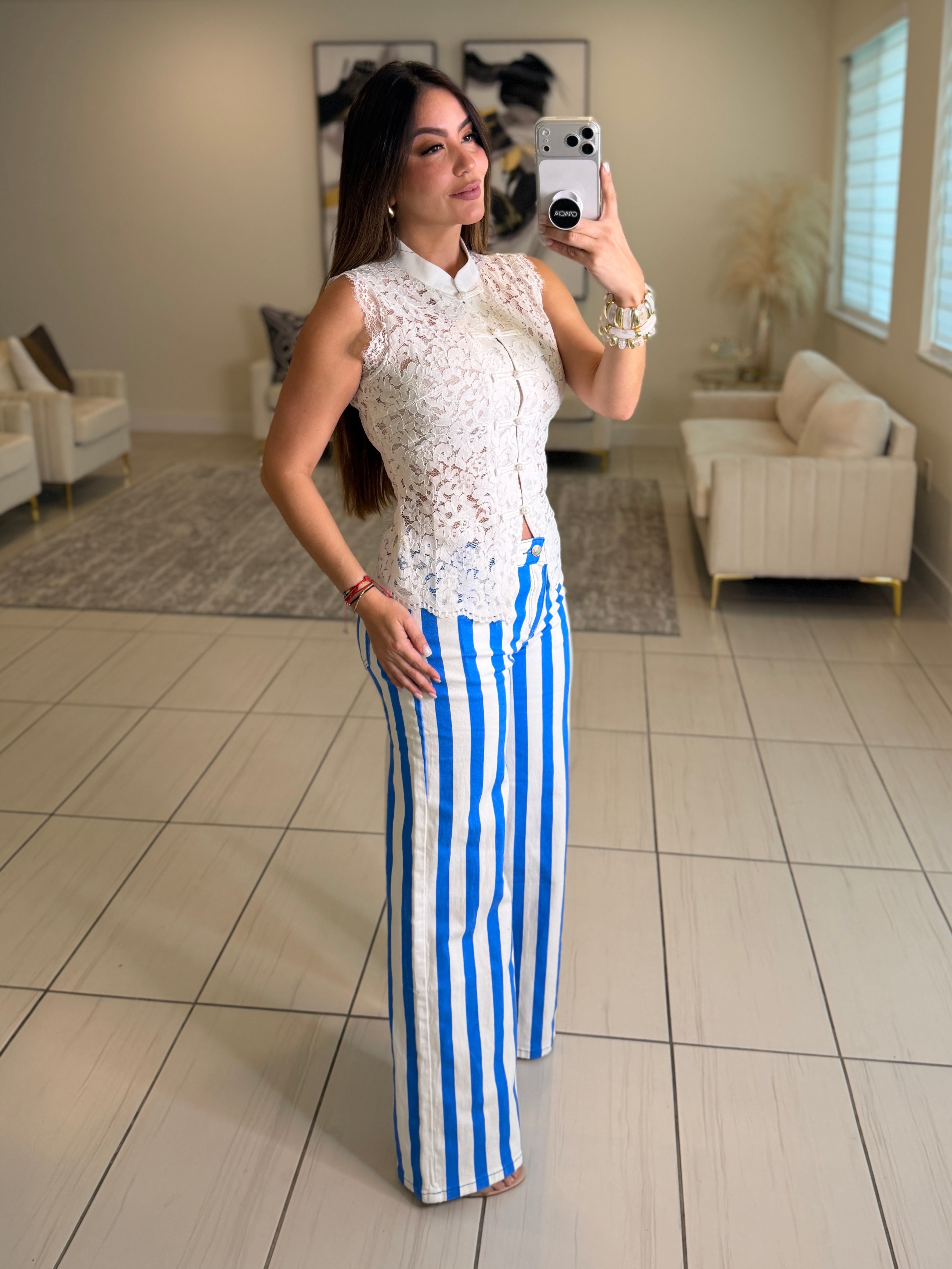 Parisian Stripe Blue Pants
