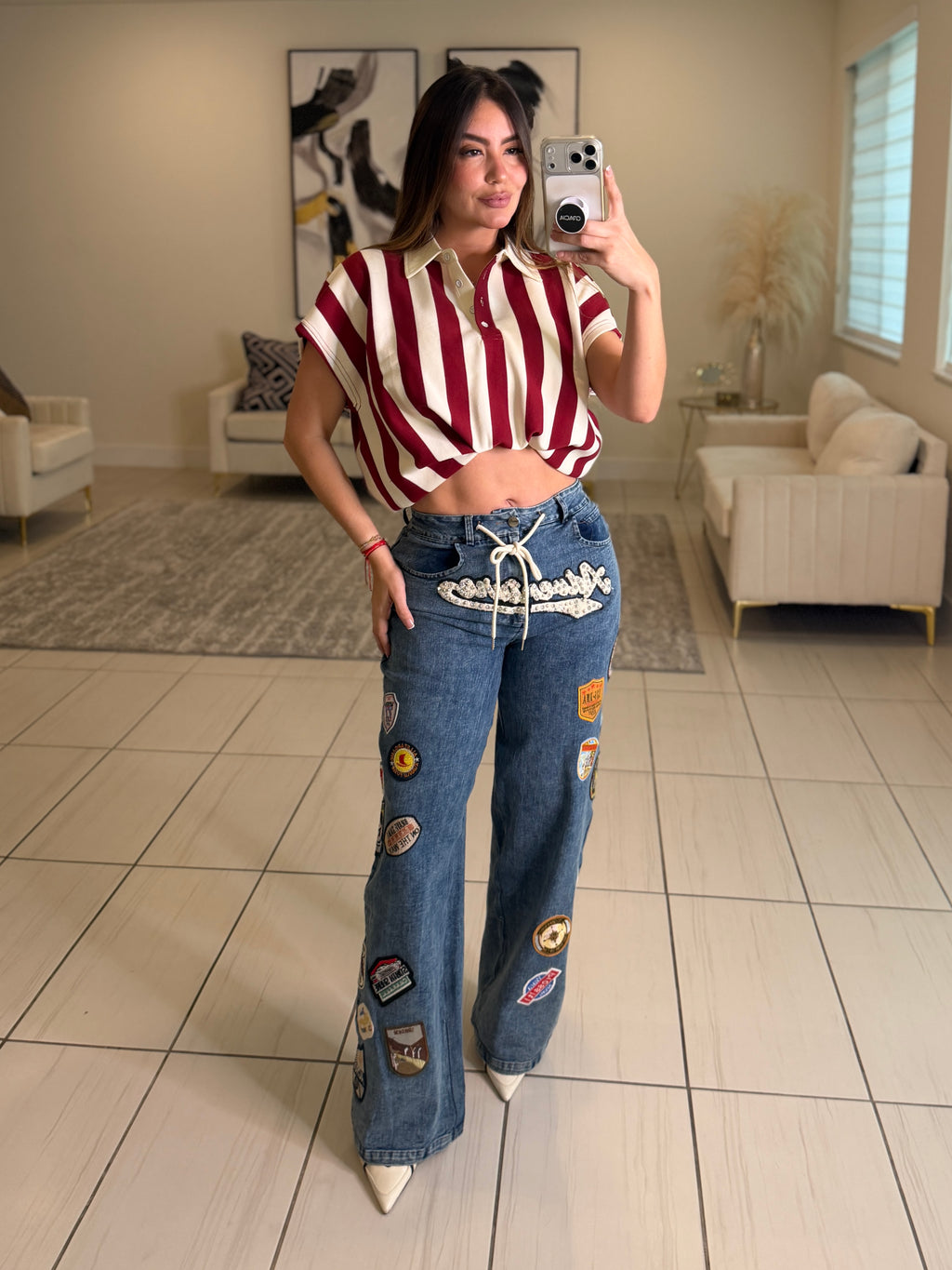 Sweet Stripes Red Wine Top