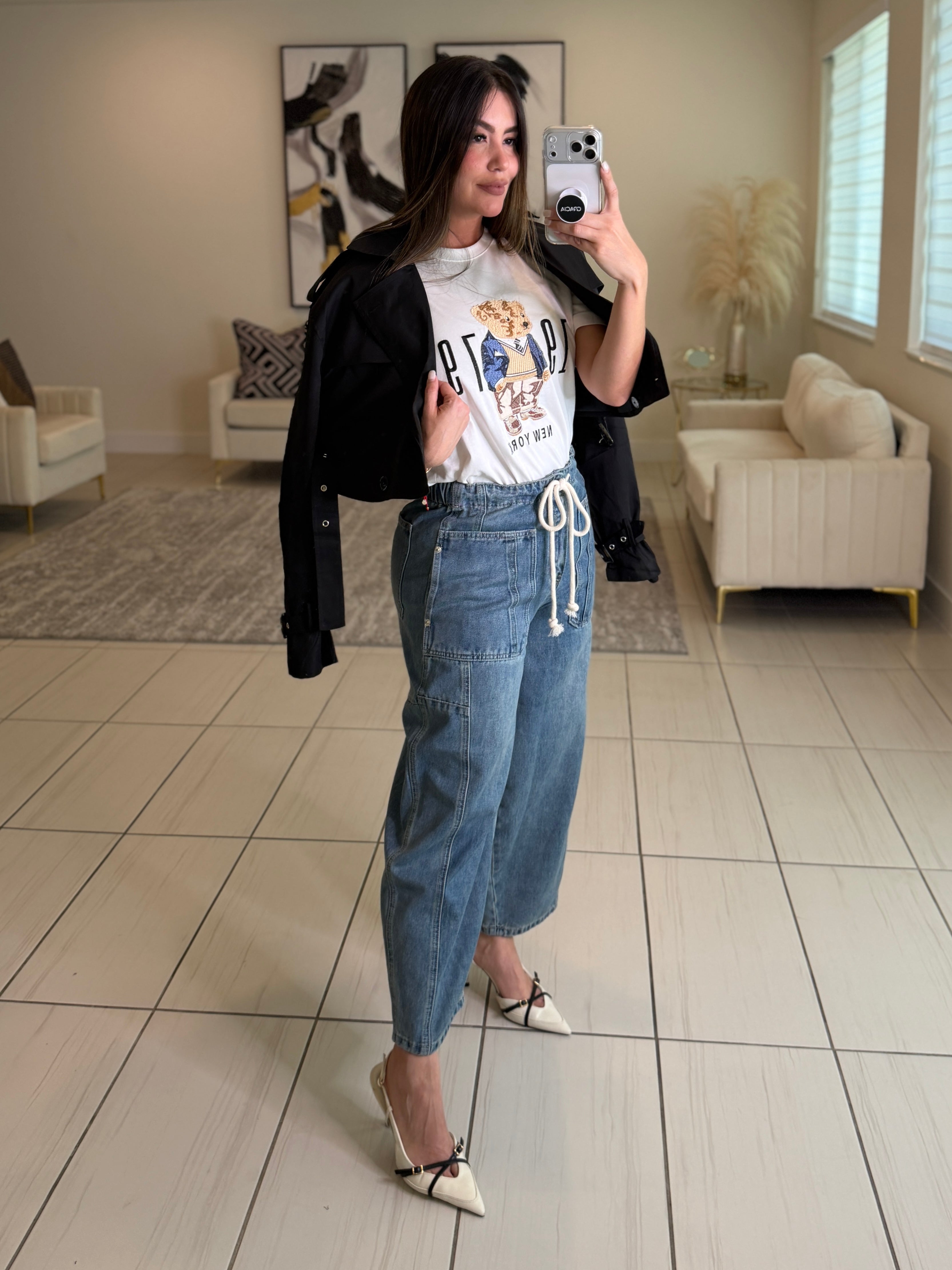 Utility Flow Barrel Denim Pants