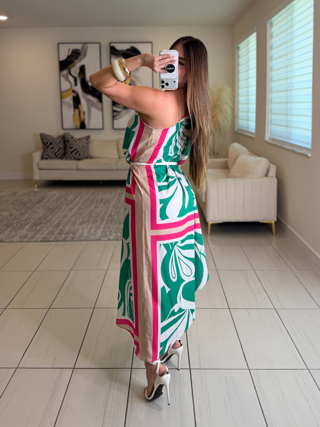 Whispered Romance Floral Green Dress