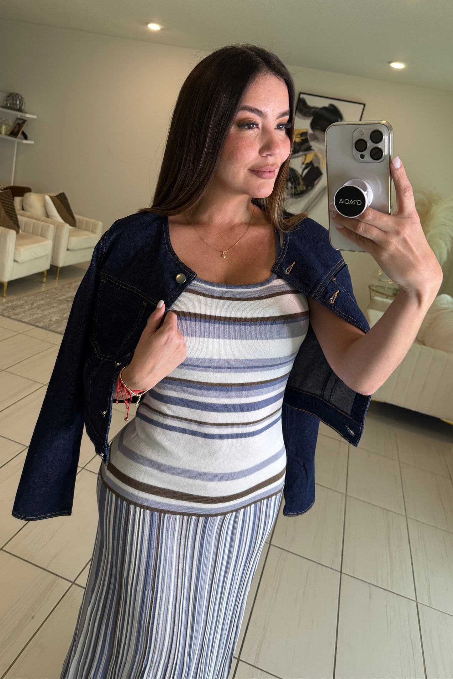 Linear Muse Stripes Blue Maxi Dress