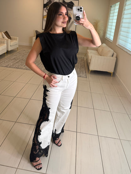 Amazing Shoulder Pads Black Top