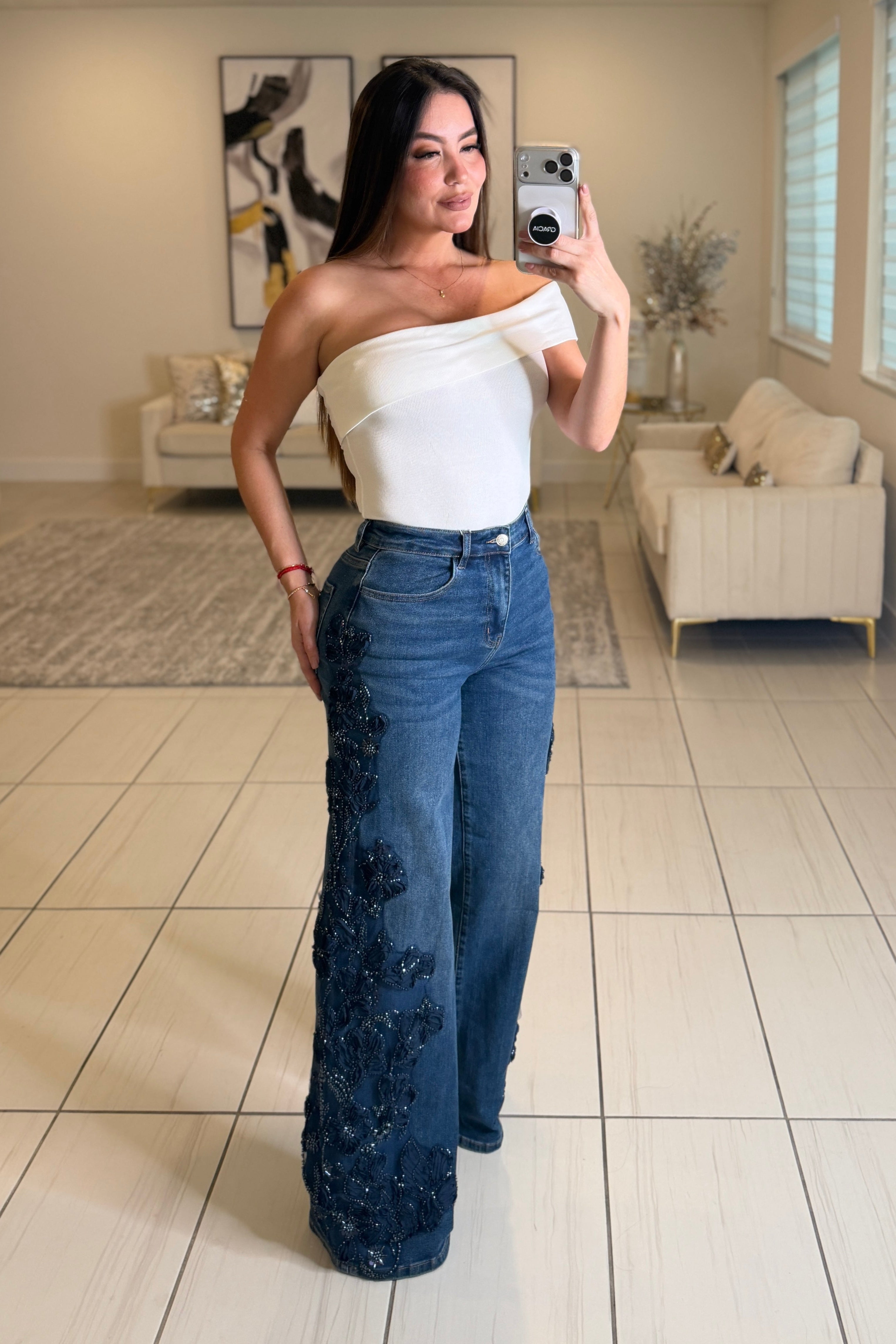 Chic Bandeau Neck White Top