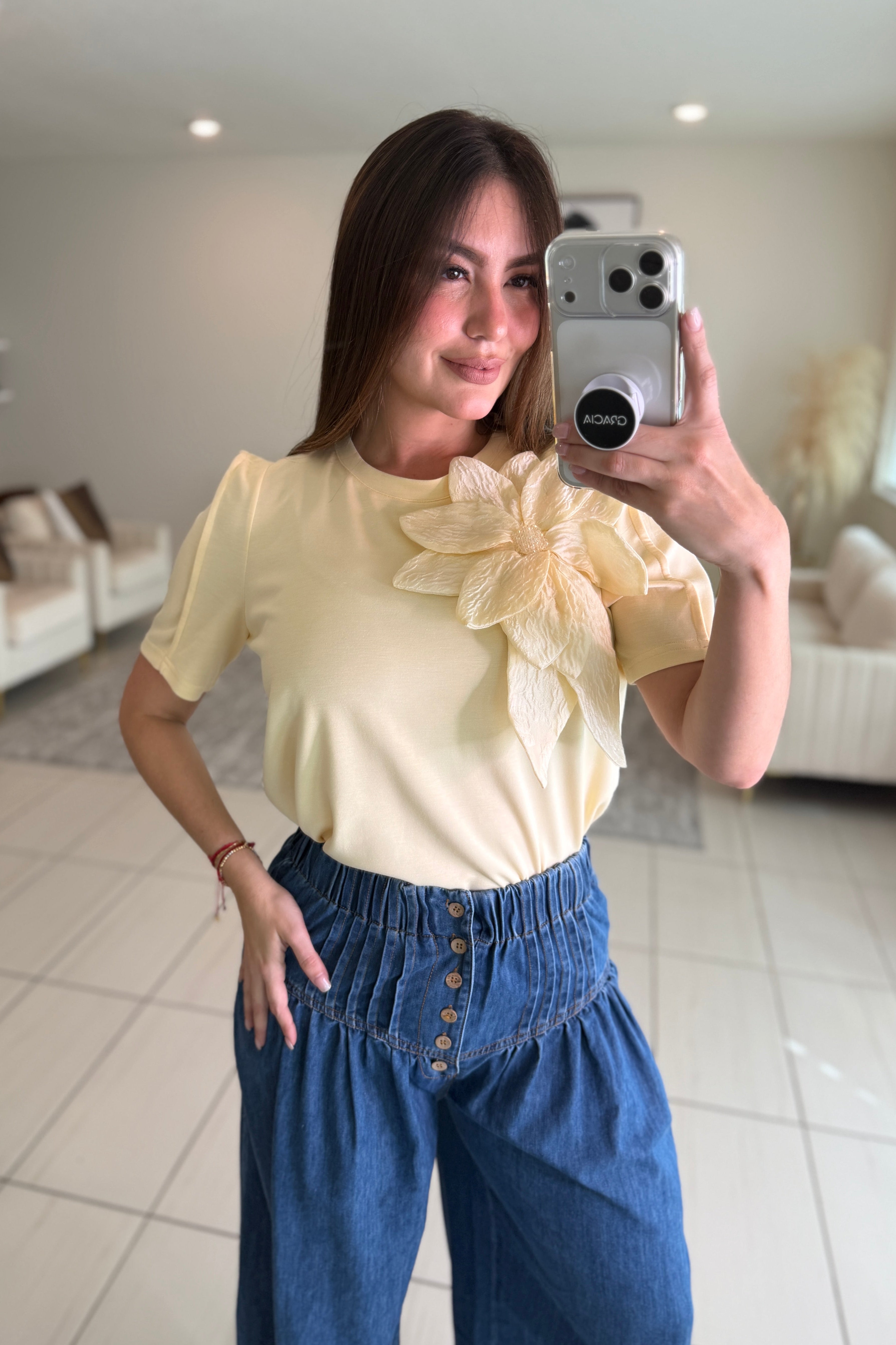 Enchanted Flower Yellow Top