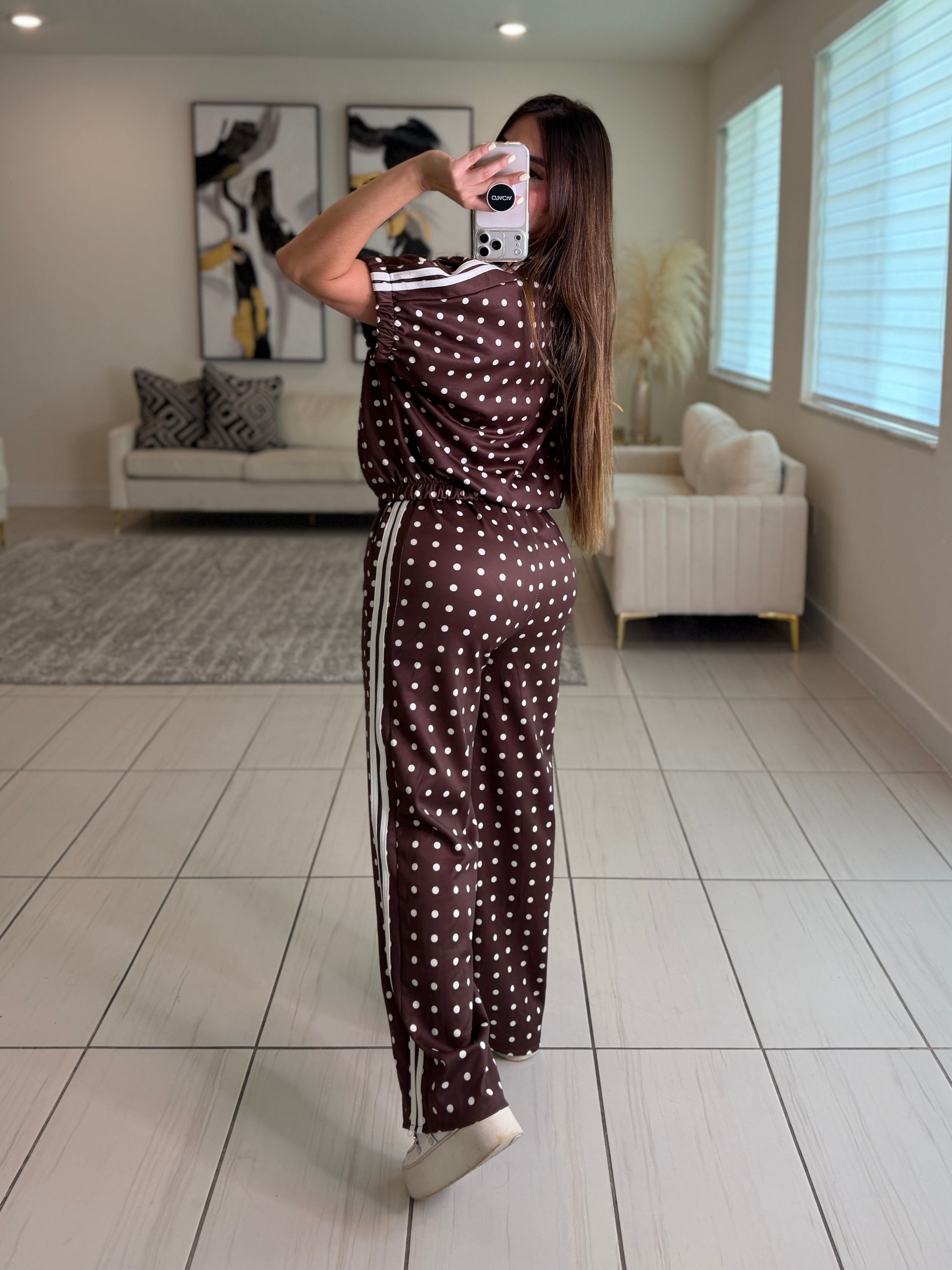 Italian Dots Brown Pants Set