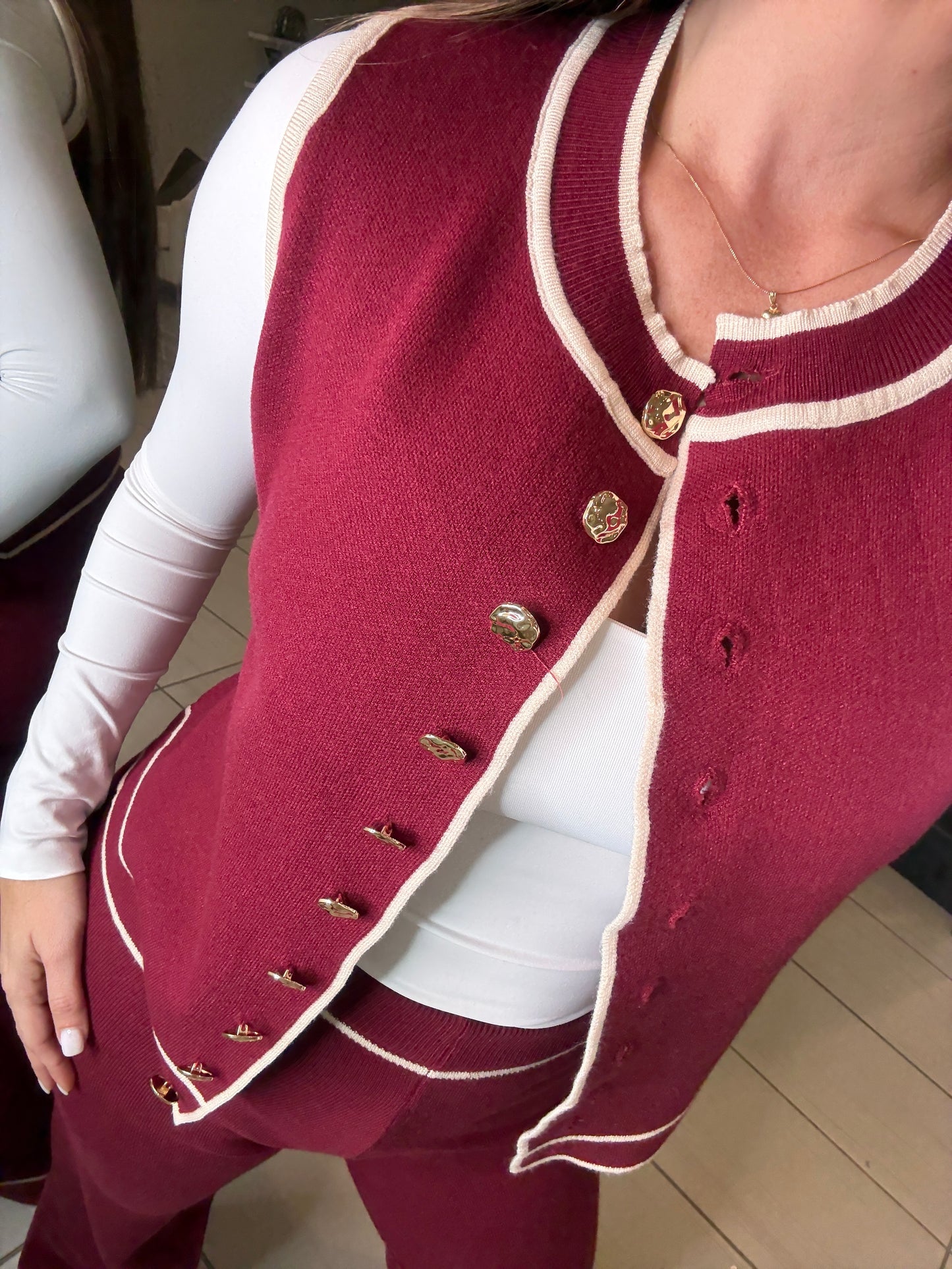 Divine Knit Red Wine Pant Set