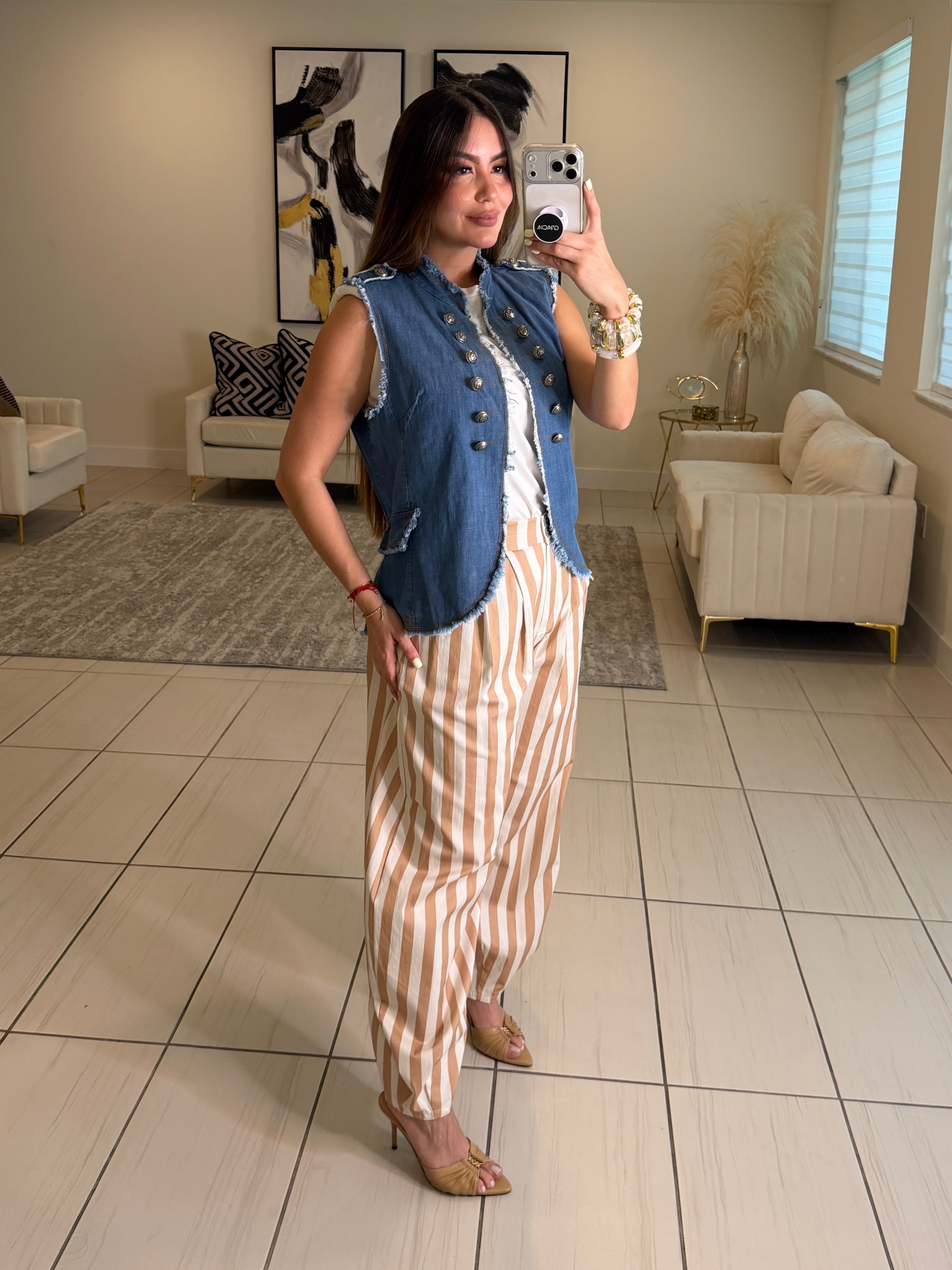 Gravity Stripes Beige Pants
