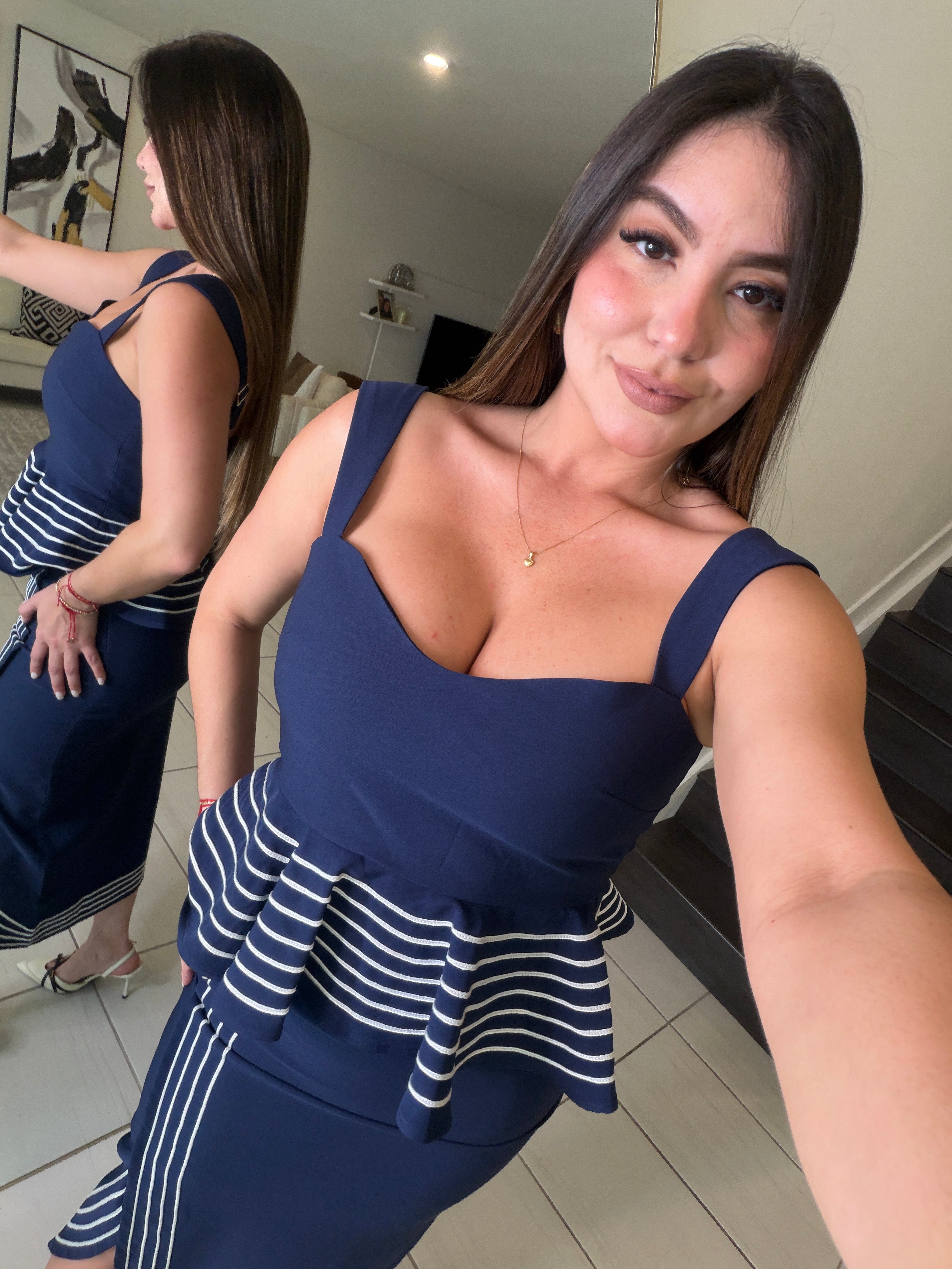 Adorable Affair Navy Blue Skirt Set