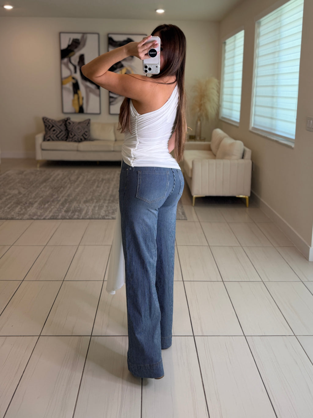 Power Lines Stripes Denim Pants