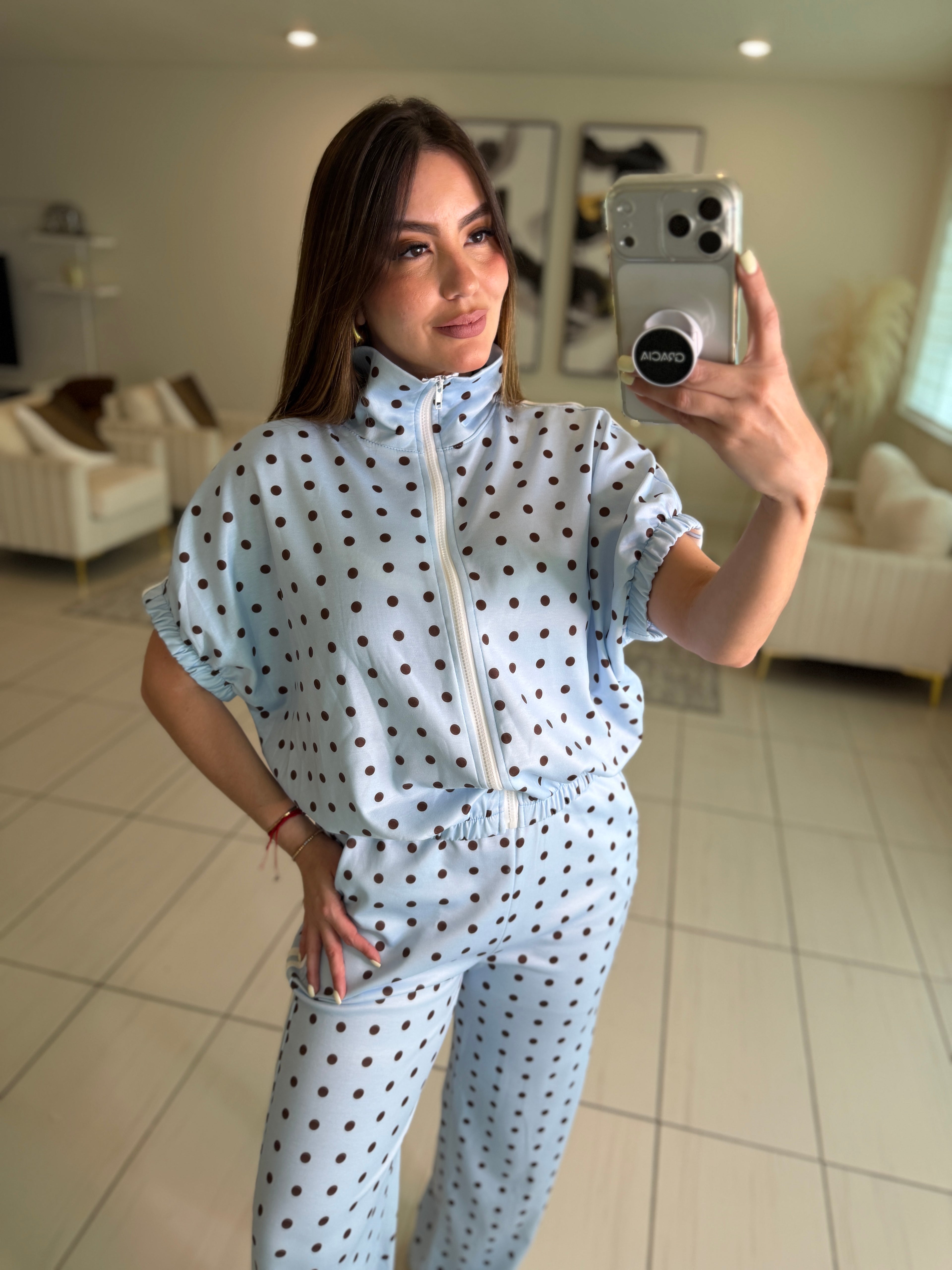 Italian Dots Blue Pants Set