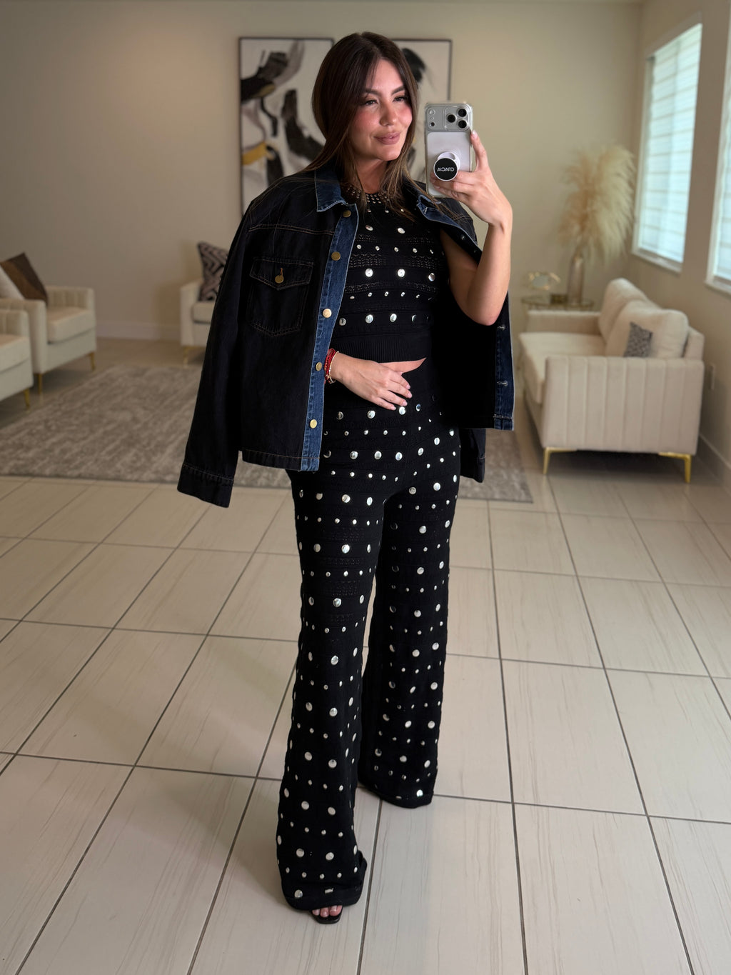 Iconic Contrast Black and Blue Denim Jacket