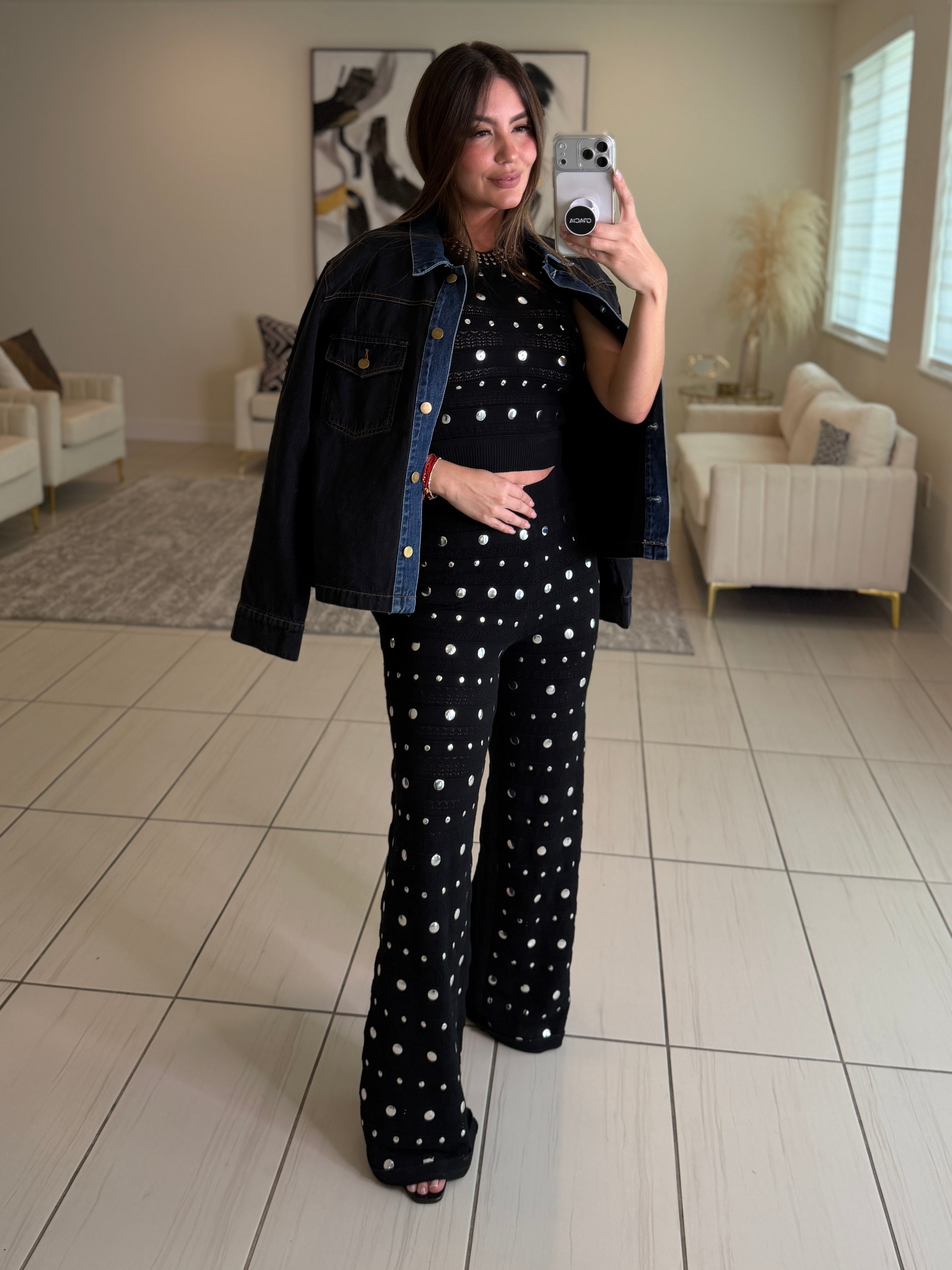 Iconic Contrast Black and Blue Denim Jacket