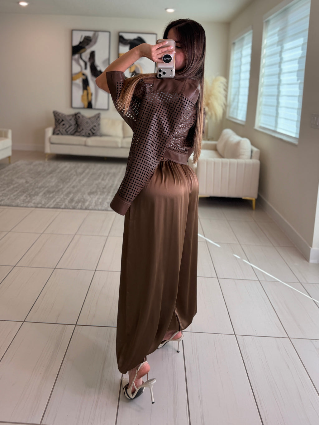 Luxe Faux Leather Brown Jacket
