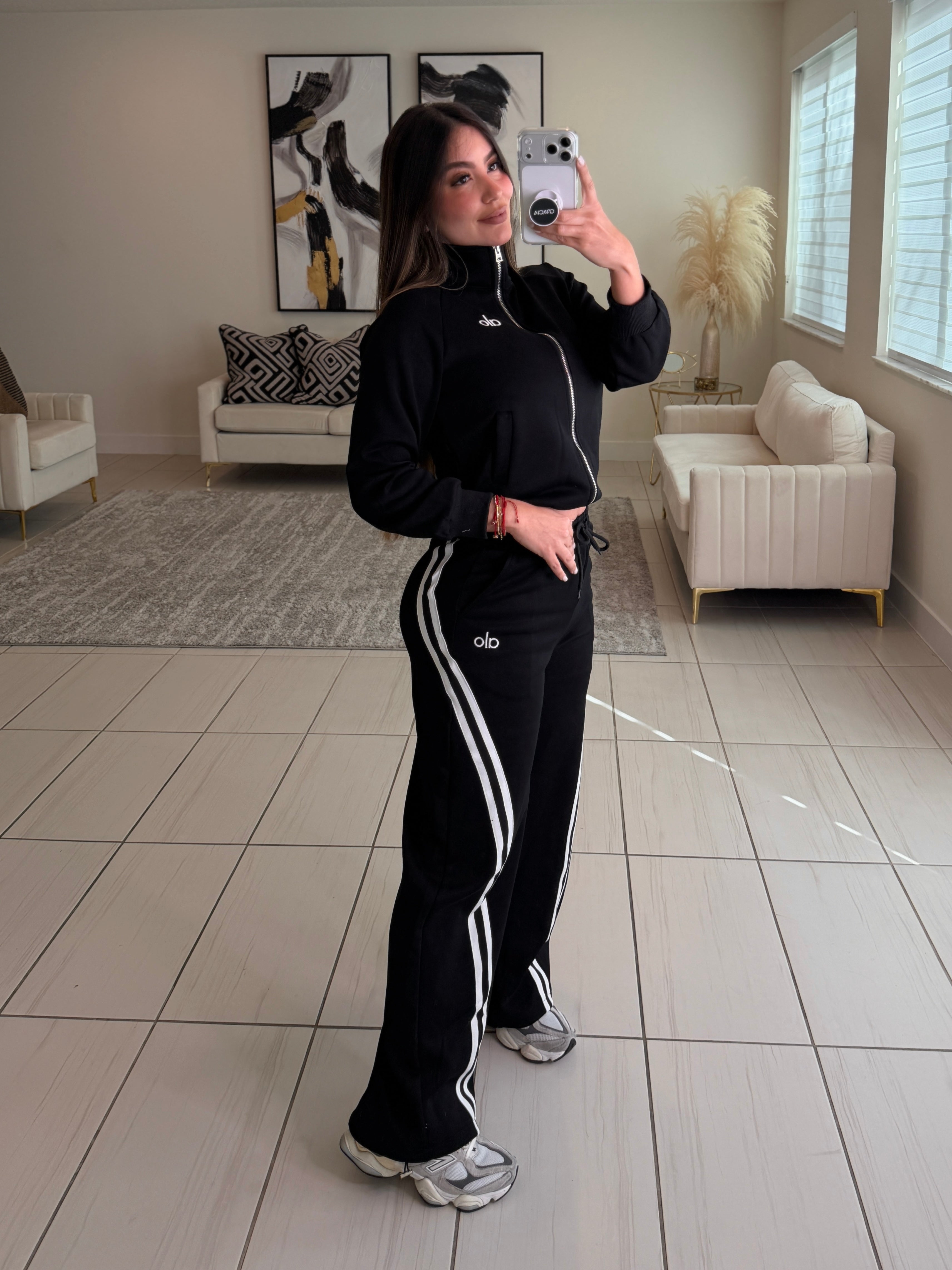 Stripes Halo Black Pant Set