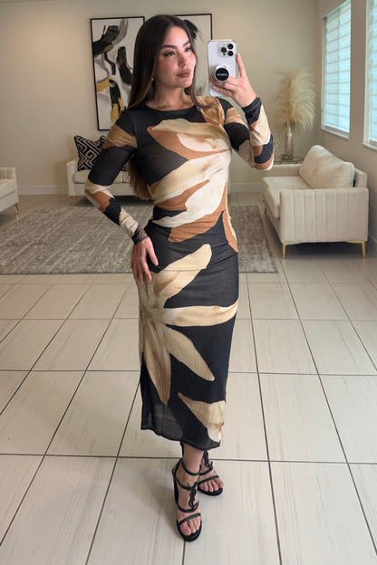 Radiant Garden Flora Beige Maxi Dress
