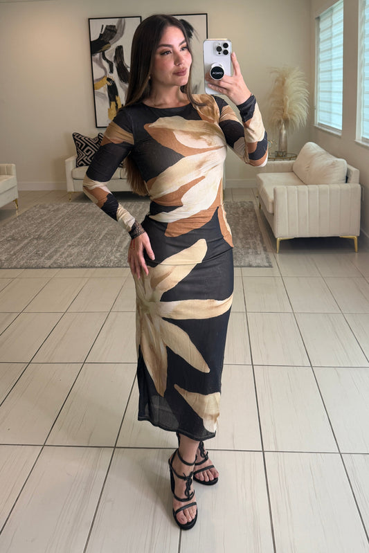 Radiant Garden Flora Beige Maxi Dress