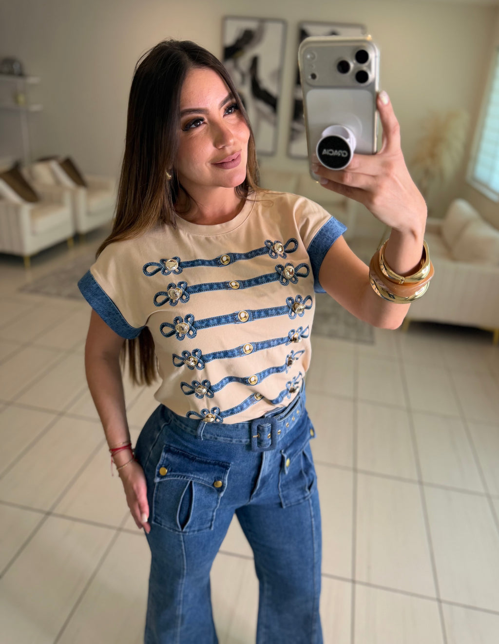 Napoleon Contrast Beige Top