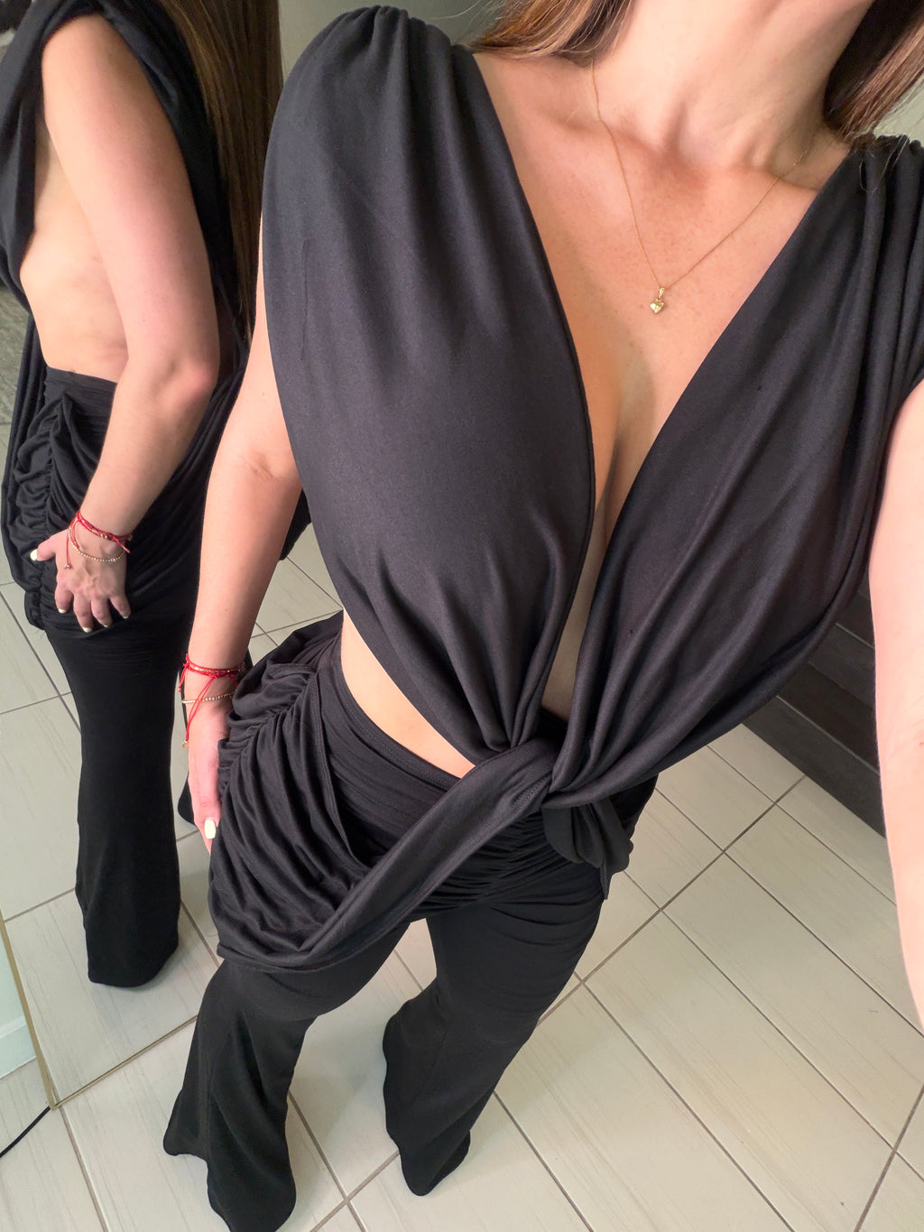 Crowned Desire Ruched Black Jumpsuit