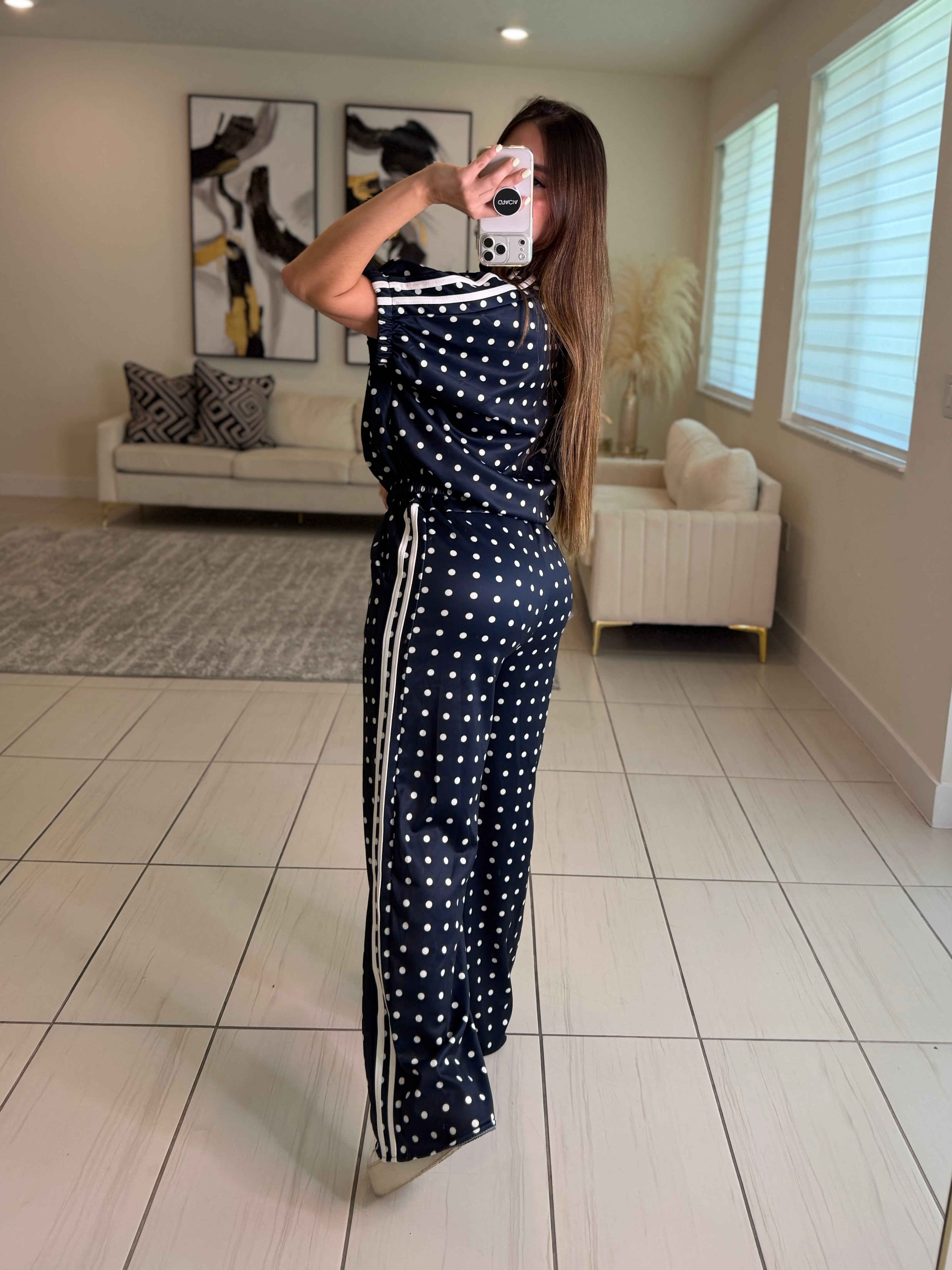 Italian Dots Navy Blue Pants Set