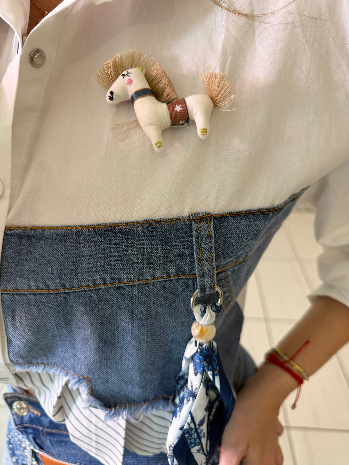 Addicted Contrast White and Denim Shirt