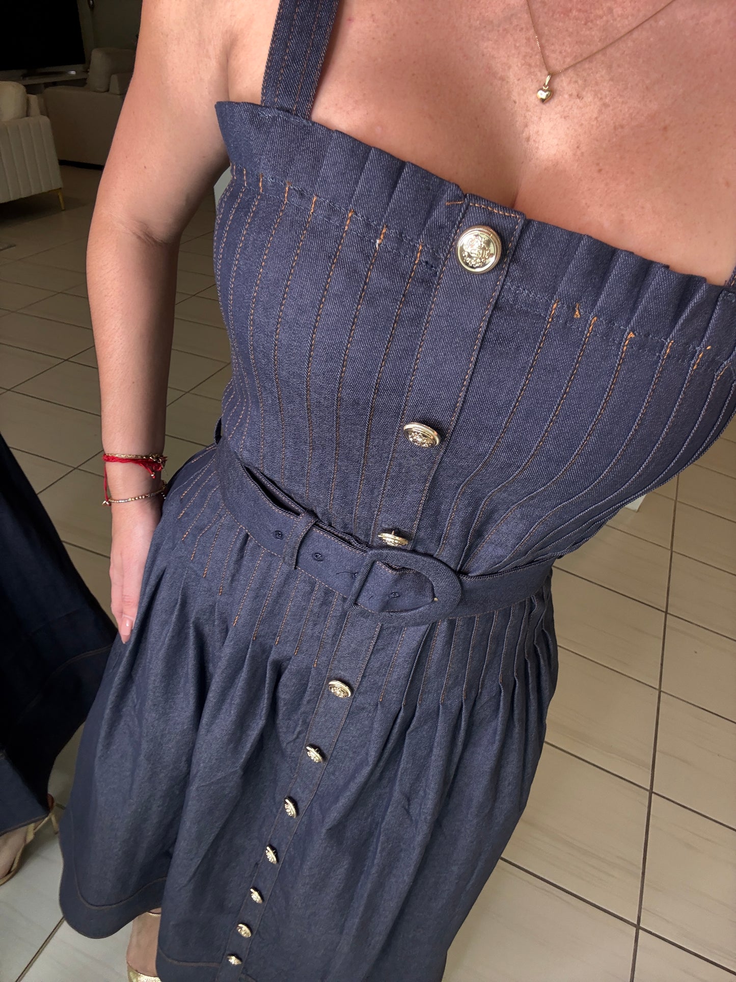 Enchanted Veil Denim Midi Dress