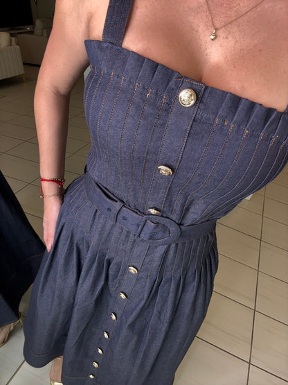 Enchanted Veil Denim Midi Dress