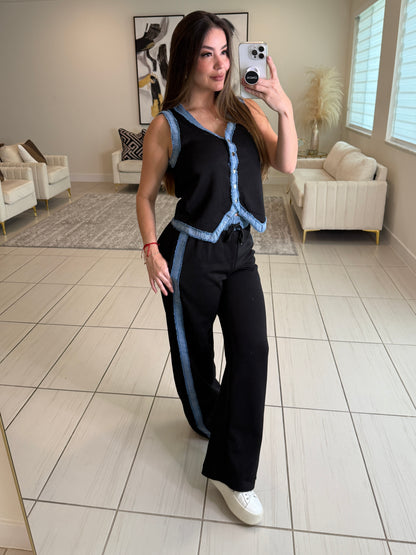 Iconic Black and Denim Contrast Set