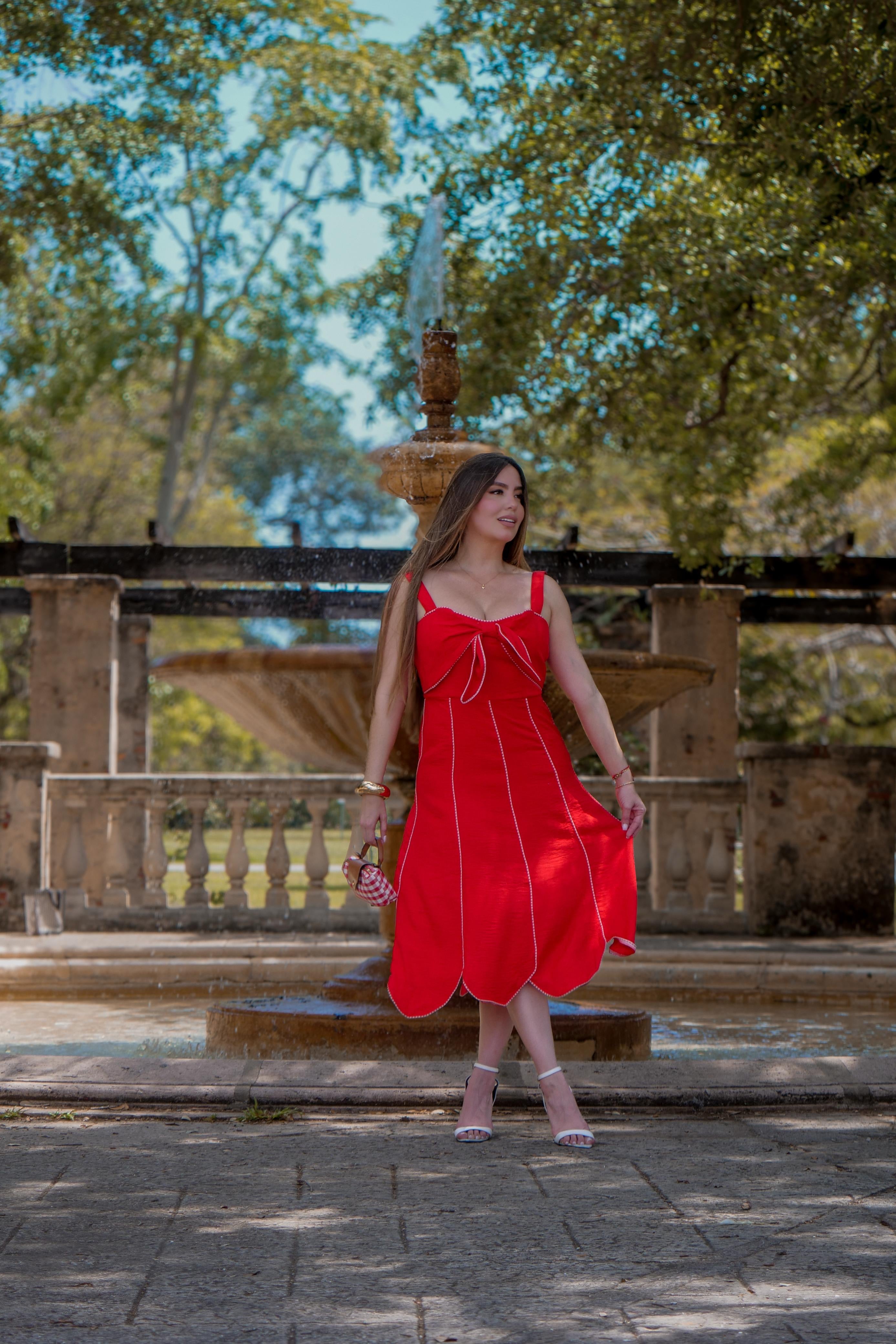 Enchanted Aura Red Midi Dress