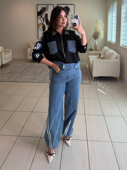 Iconic Black and Denim Contrast Set