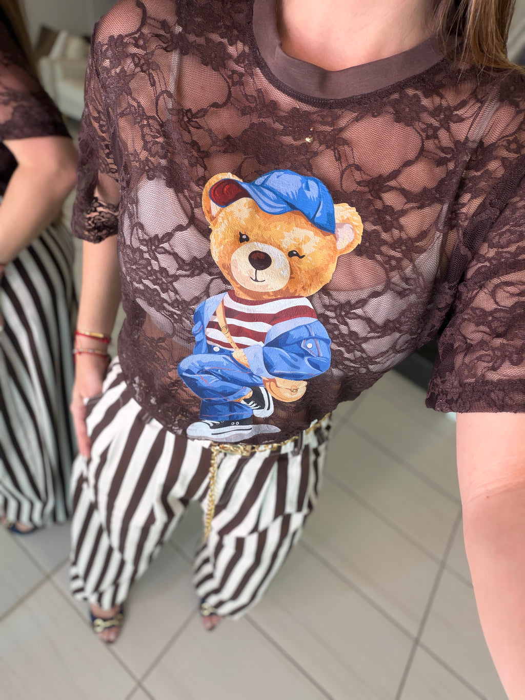 Italian Stripes Brown Barrel Pants