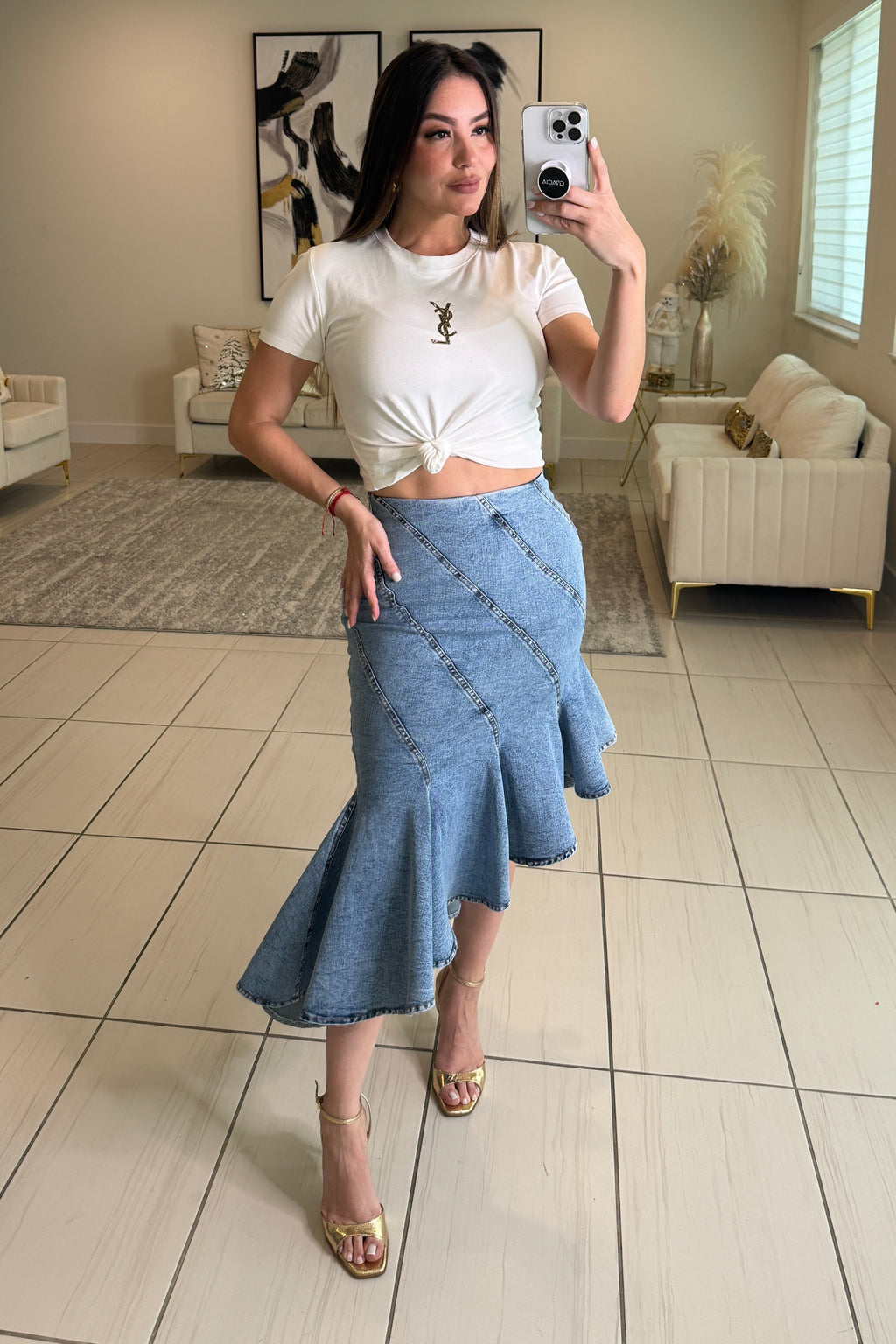 Veiled Motion Denim Skirt