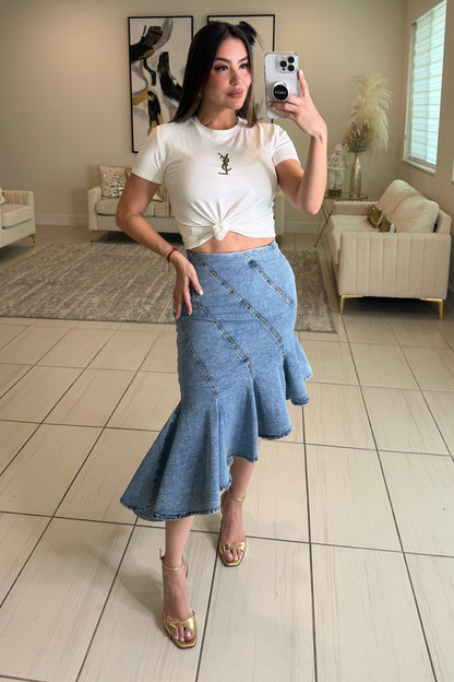 Veiled Motion Denim Skirt