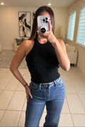 Shine Effect Knit Black Top