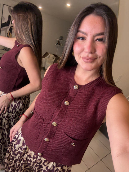 Simplicity Charm Knit Red Wine Vest