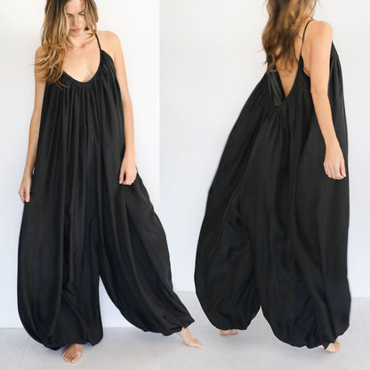 Effortless Essence Ruched Black Jumpsuit