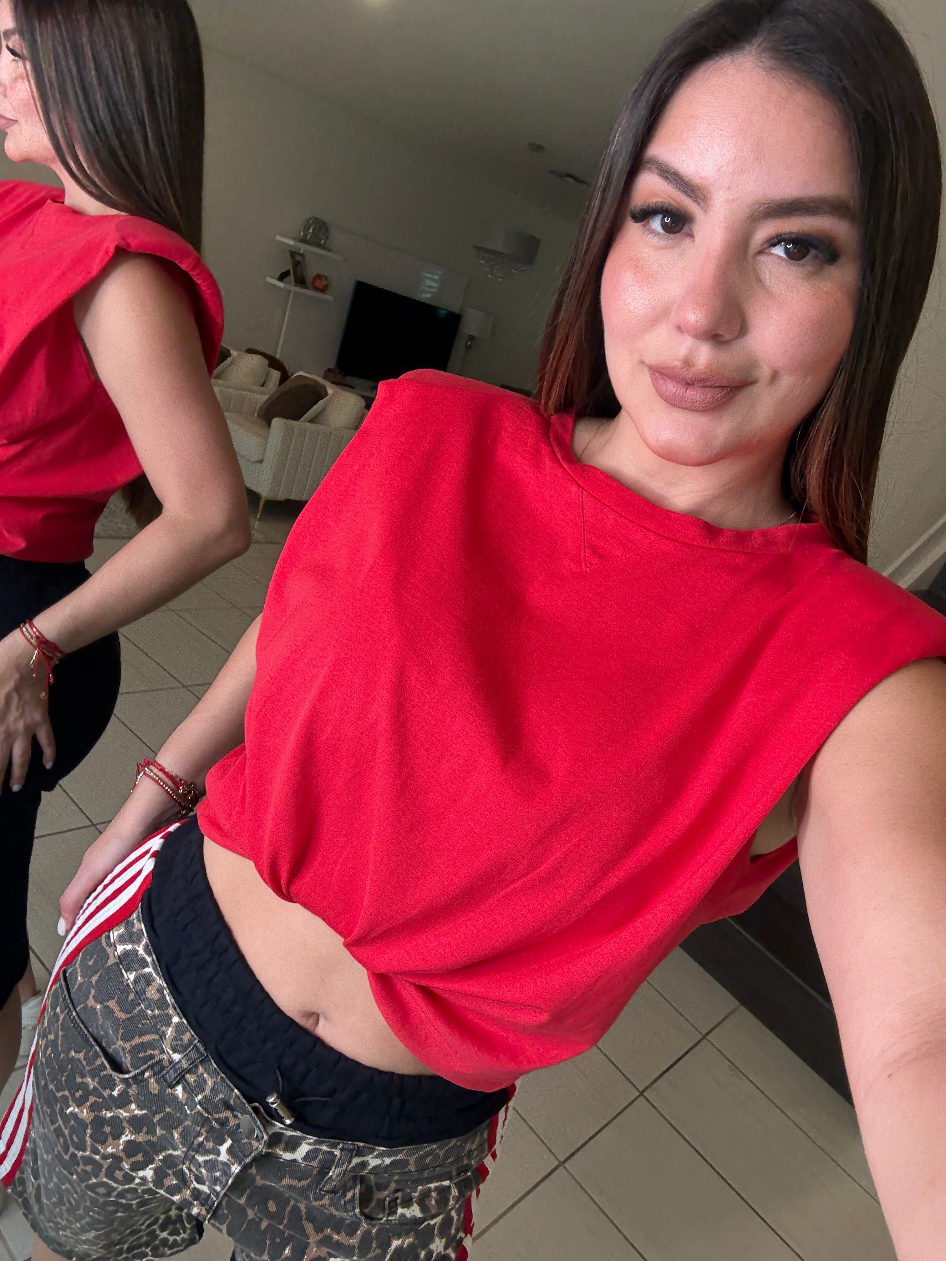 Amazing Shoulder Pads Red Top