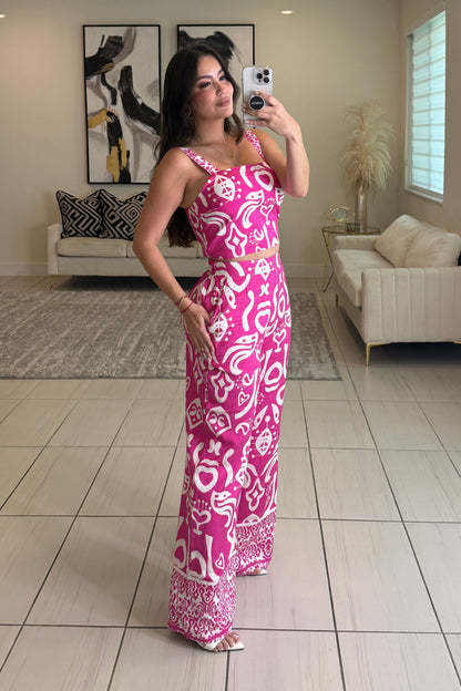 Abstract Muse Abstract Magenta Pants Set