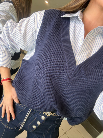 Arctic Intent Blue Long-Sleeved Top